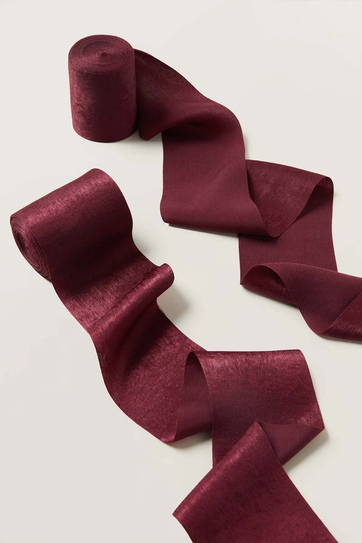 Matte Satin Ribbons 2.4" W × 6.5 Yards in Burgundy (Set of 2)