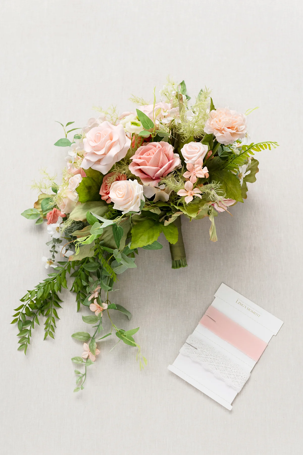 Medium Cascade Bridal Bouquet in Garden Blush - Image 9