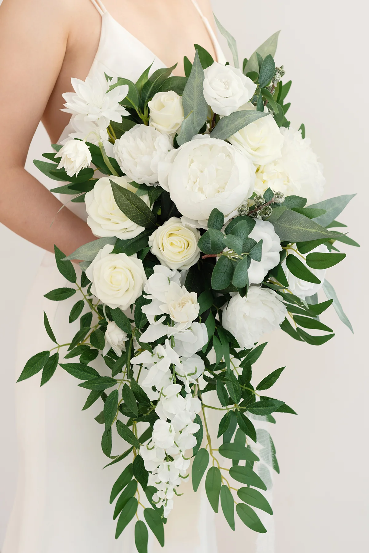 Medium Cascade Bridal Bouquet in Natural White - Image 5