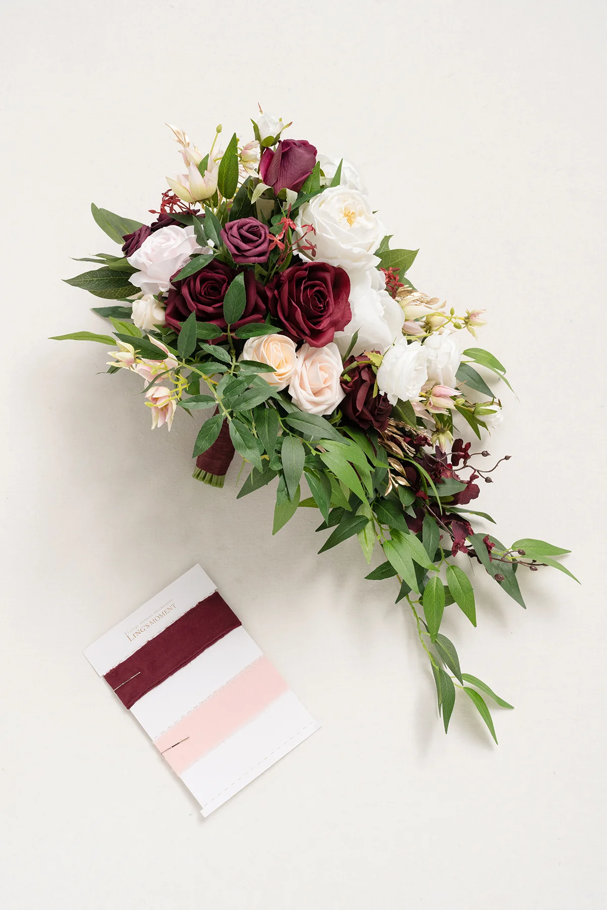 Medium Cascade Bridal Bouquet in Romantic Marsala - Image 7