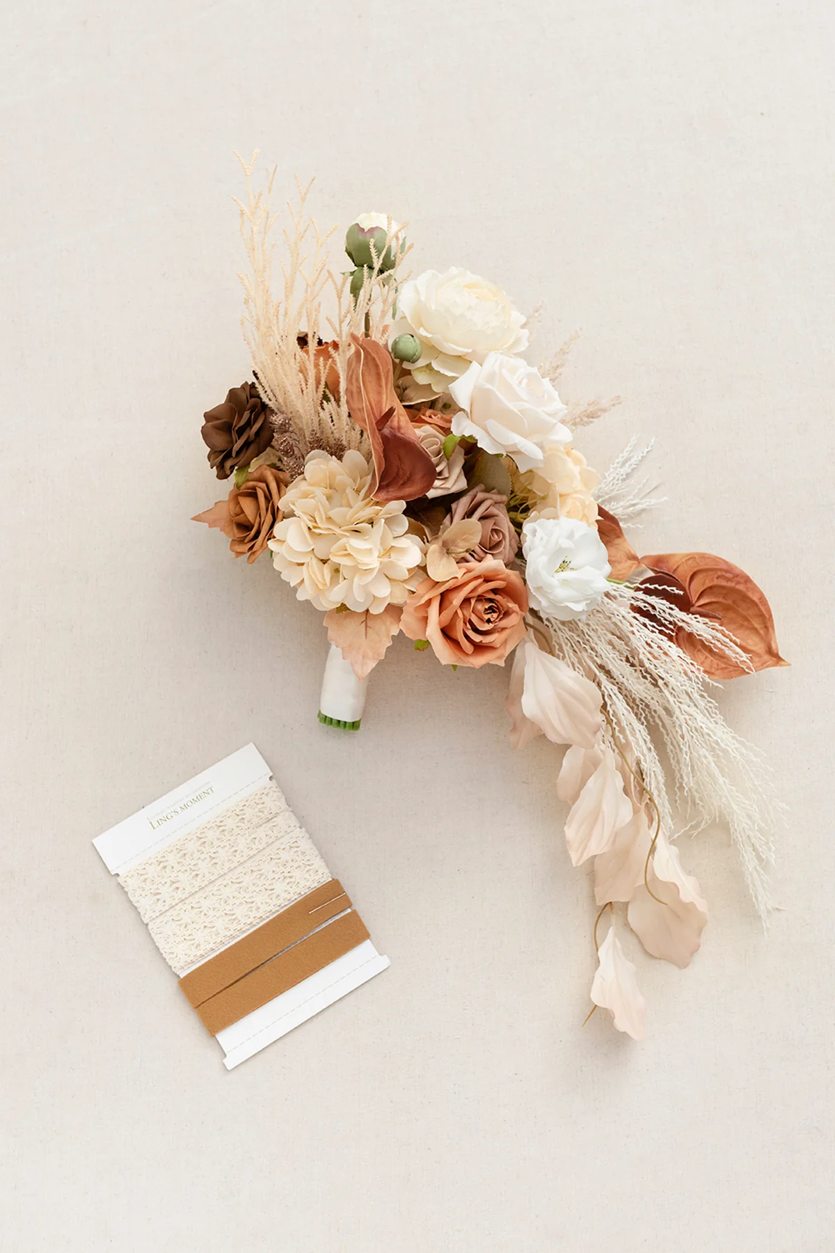 Medium Cascade Bridal Bouquet in Rust & Sepia | Clearance - Image 7