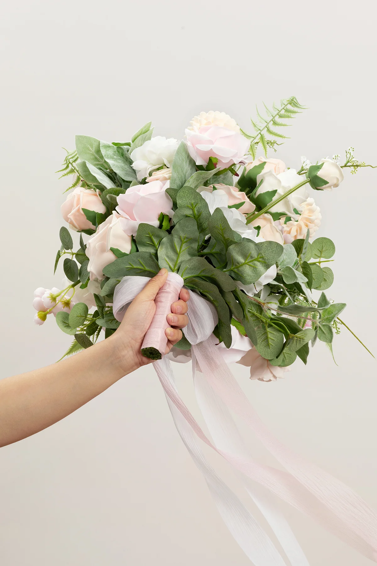 Medium Free-Form Bridal Bouquet in Cream & Blush - Image 6