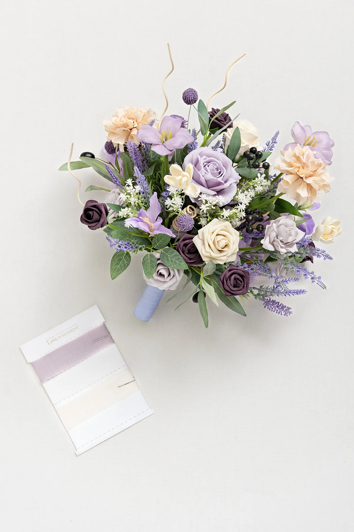 Medium Free-Form Bridal Bouquet in French Lavender & Plum - Image 11