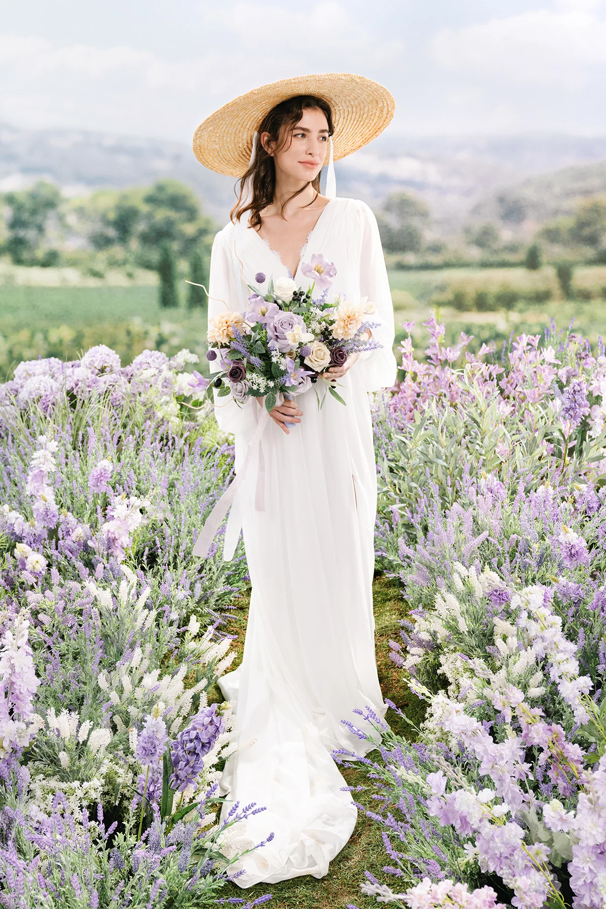 Medium Free-Form Bridal Bouquet in French Lavender & Plum - Image 5