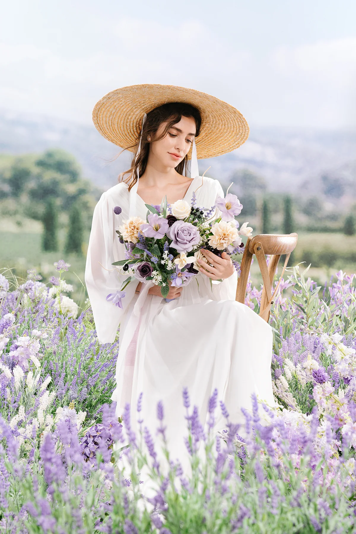 Medium Free-Form Bridal Bouquet in French Lavender & Plum - Image 6