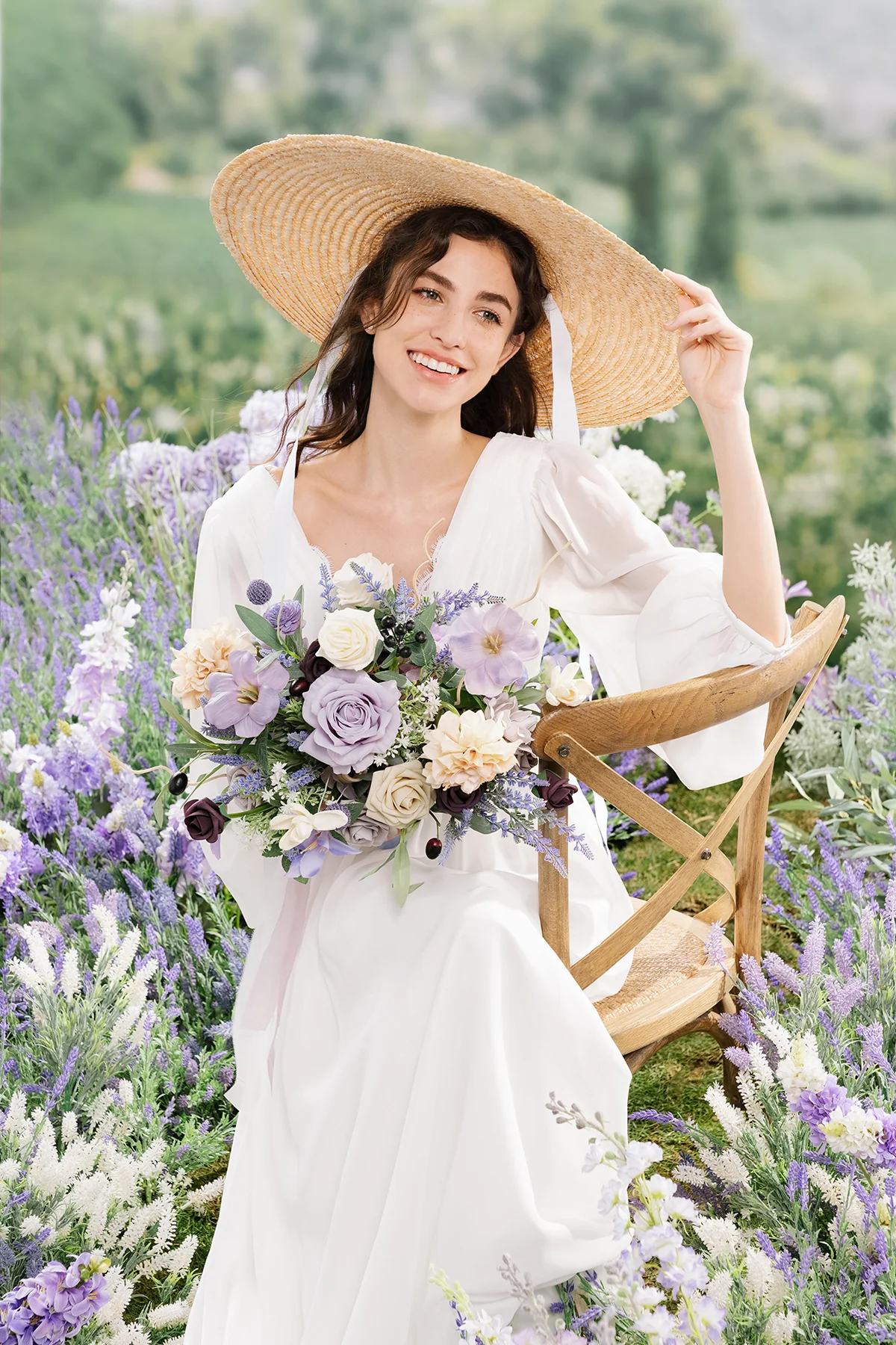 Medium Free-Form Bridal Bouquet in French Lavender & Plum - Image 8