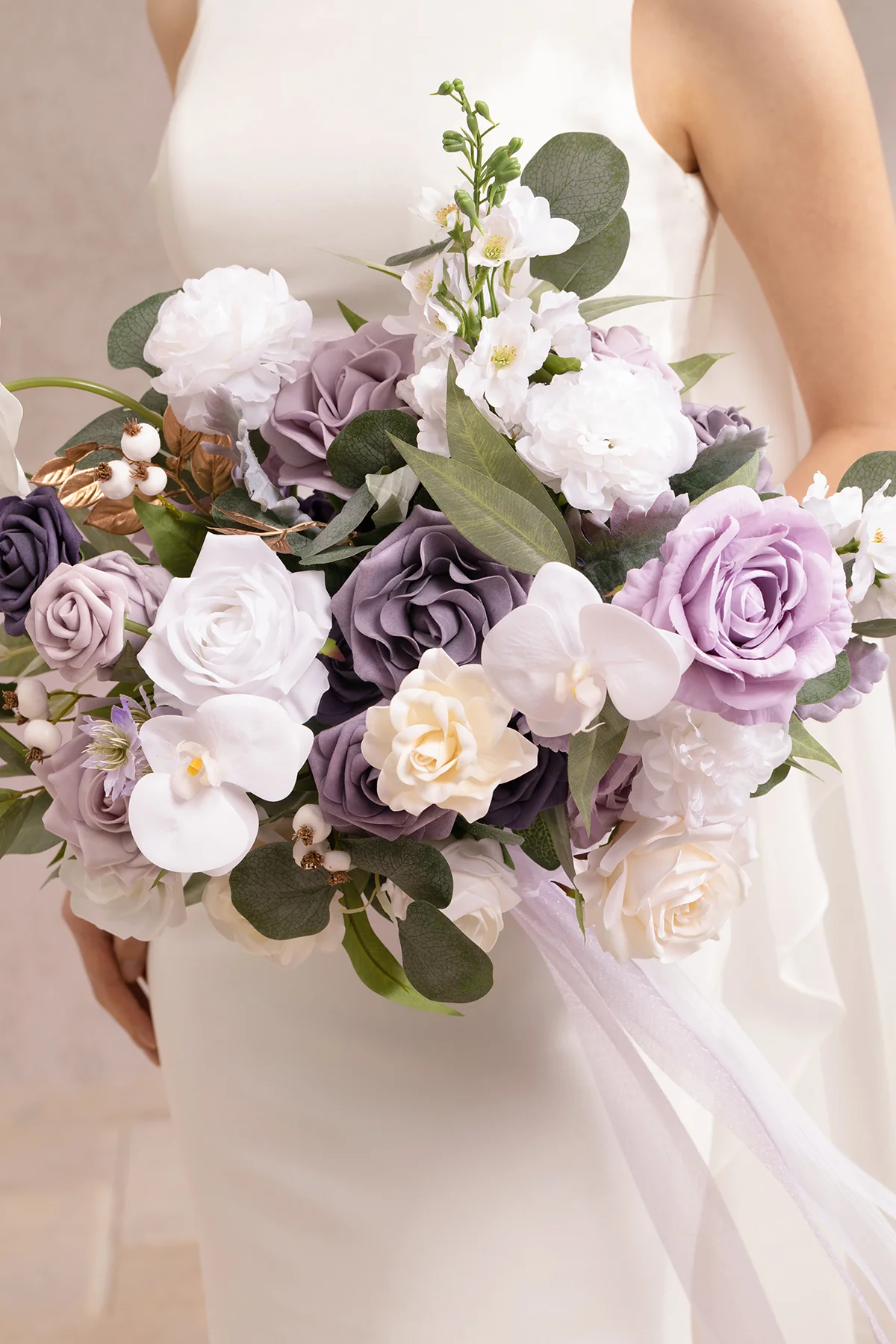 Medium Free-Form Bridal Bouquet in Lilac & White | Clearance - Image 2