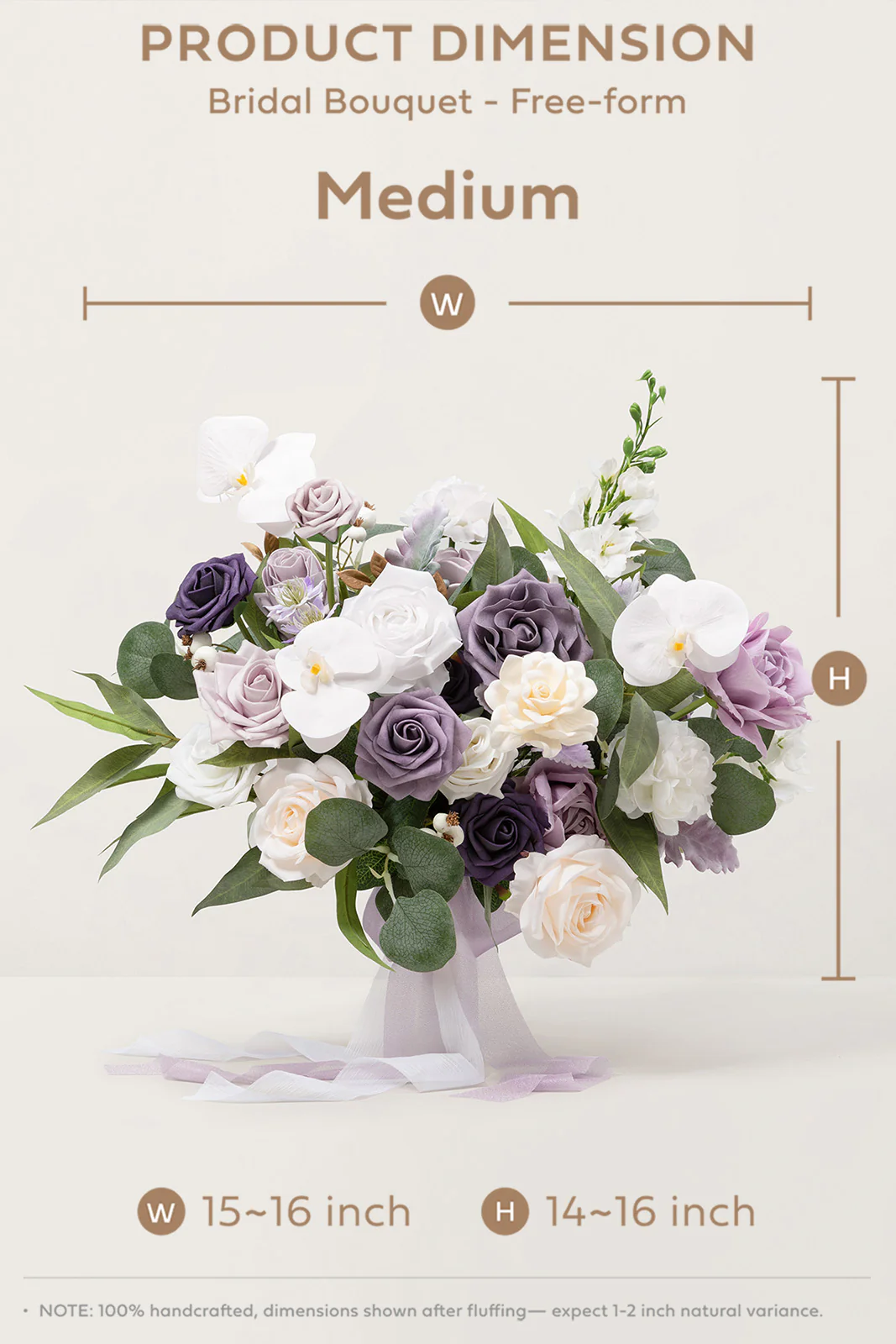 Medium Free-Form Bridal Bouquet in Lilac & White | Clearance - Image 6