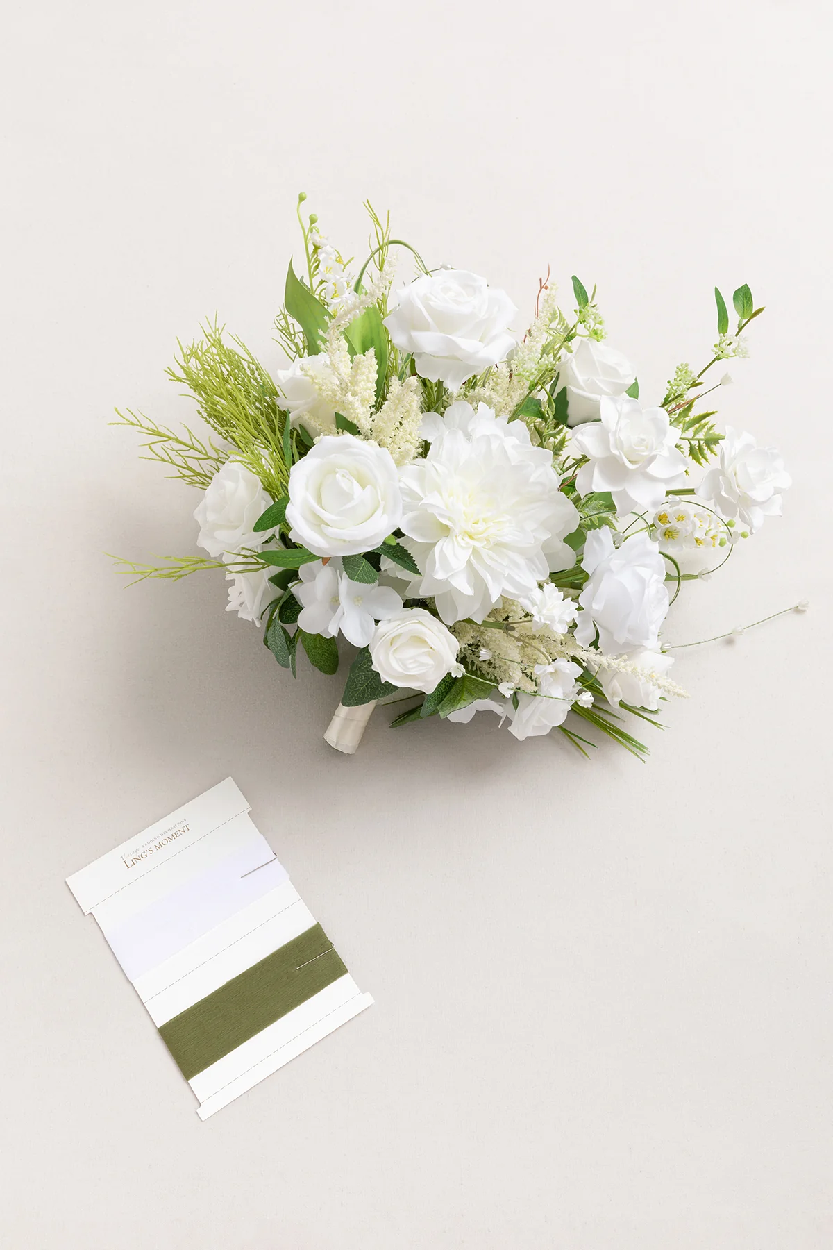 Medium Free-Form Bridal Bouquet in Olive & White | Clearance - Image 8
