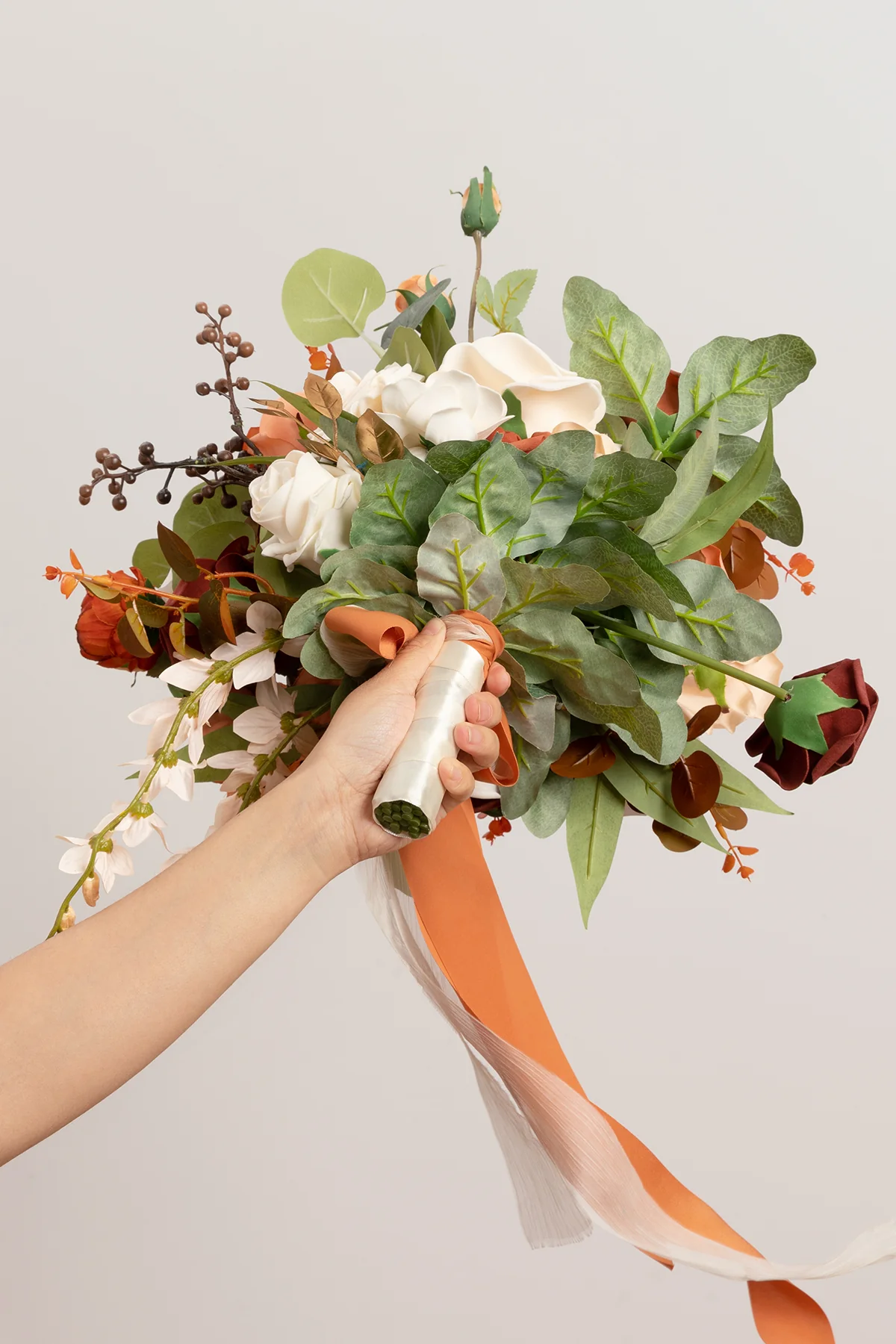 Medium Free-Form Bridal Bouquet in Terracotta & Cream - Image 6