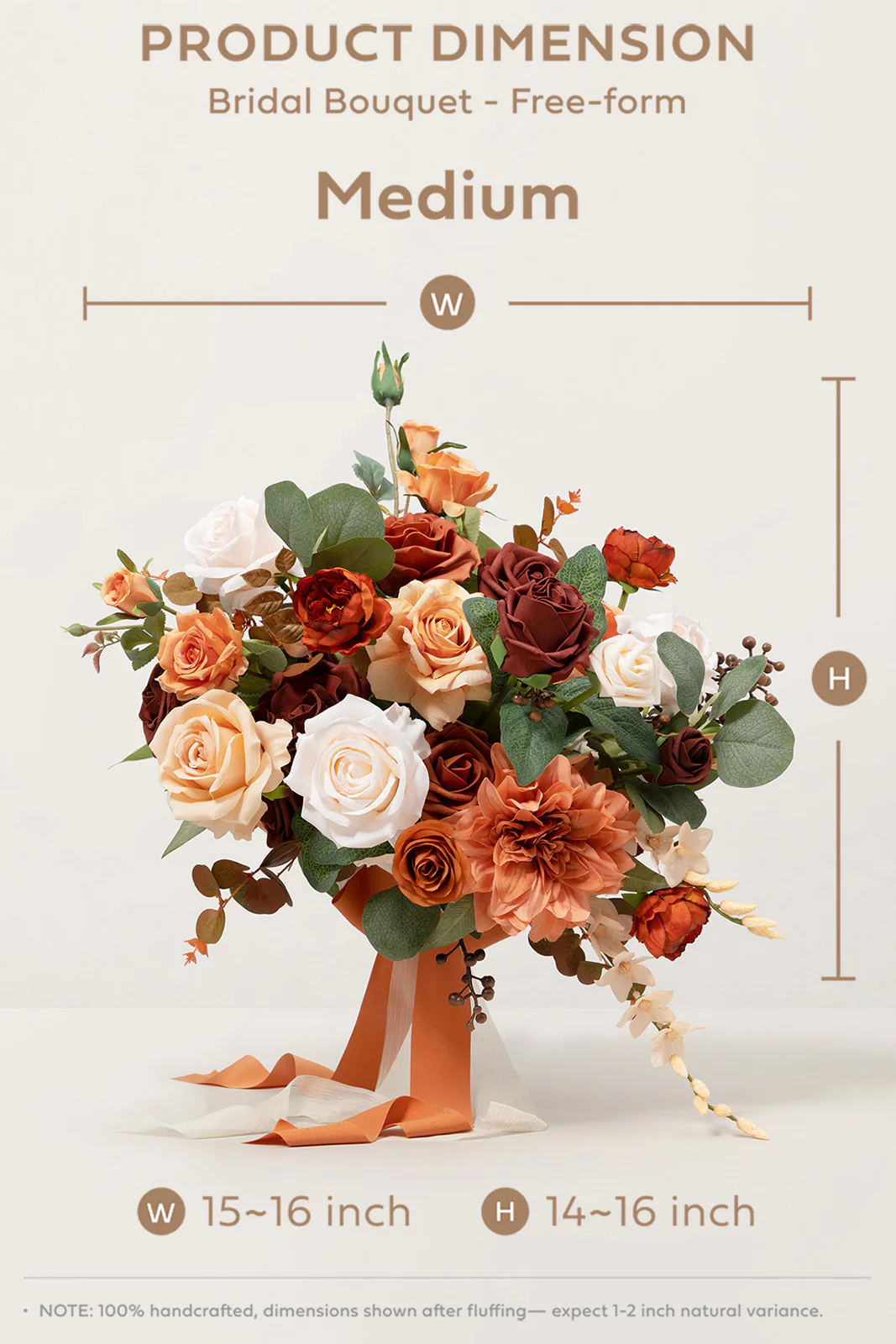 Medium Free-Form Bridal Bouquet in Terracotta & Cream - Image 7