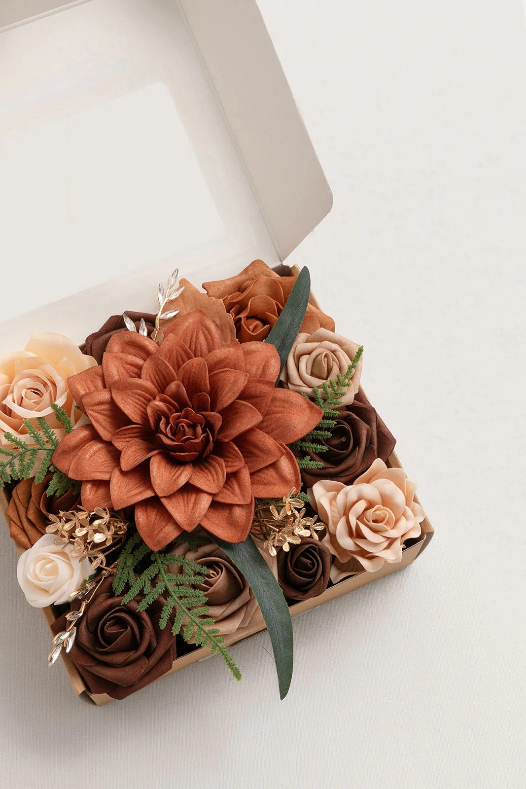 Mini Bouquet Combo Flower Box - Walnut Brown & Burnt Orange