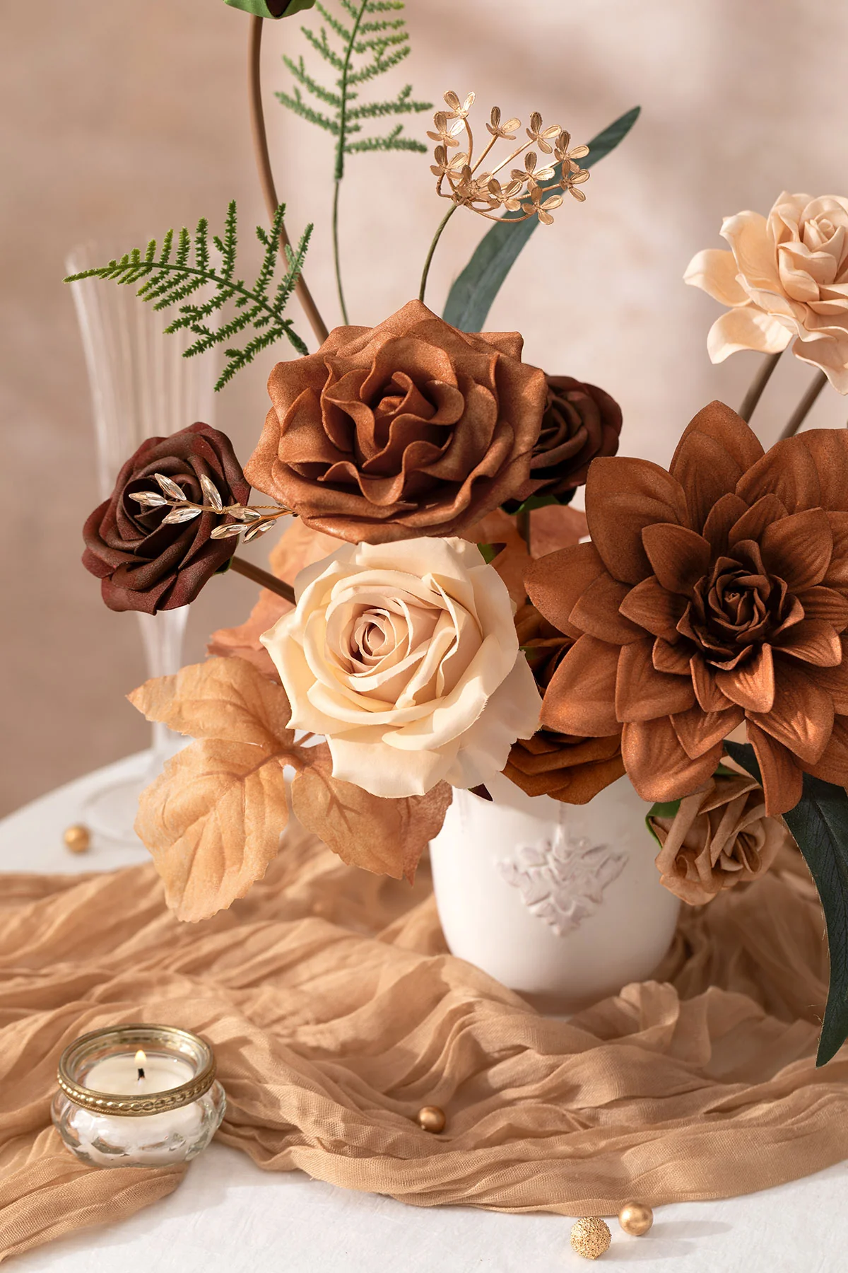 Mini Bouquet Combo Flower Box - Walnut Brown & Burnt Orange - Image 2