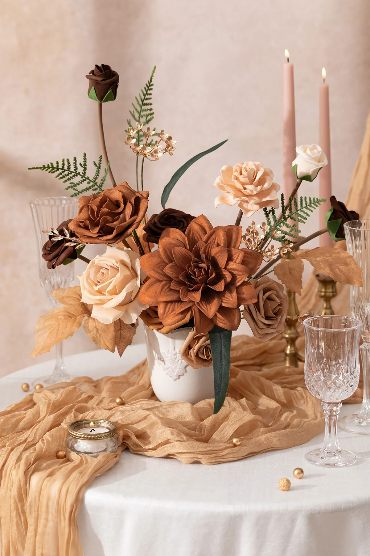 Mini Bouquet Combo Flower Box - Walnut Brown & Burnt Orange - Image 3