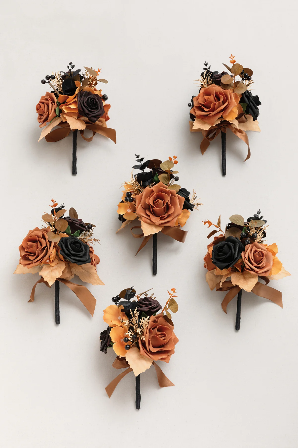 Mini Premade Flower Centerpiece Set in Black & Pumpkin Orange - Image 4
