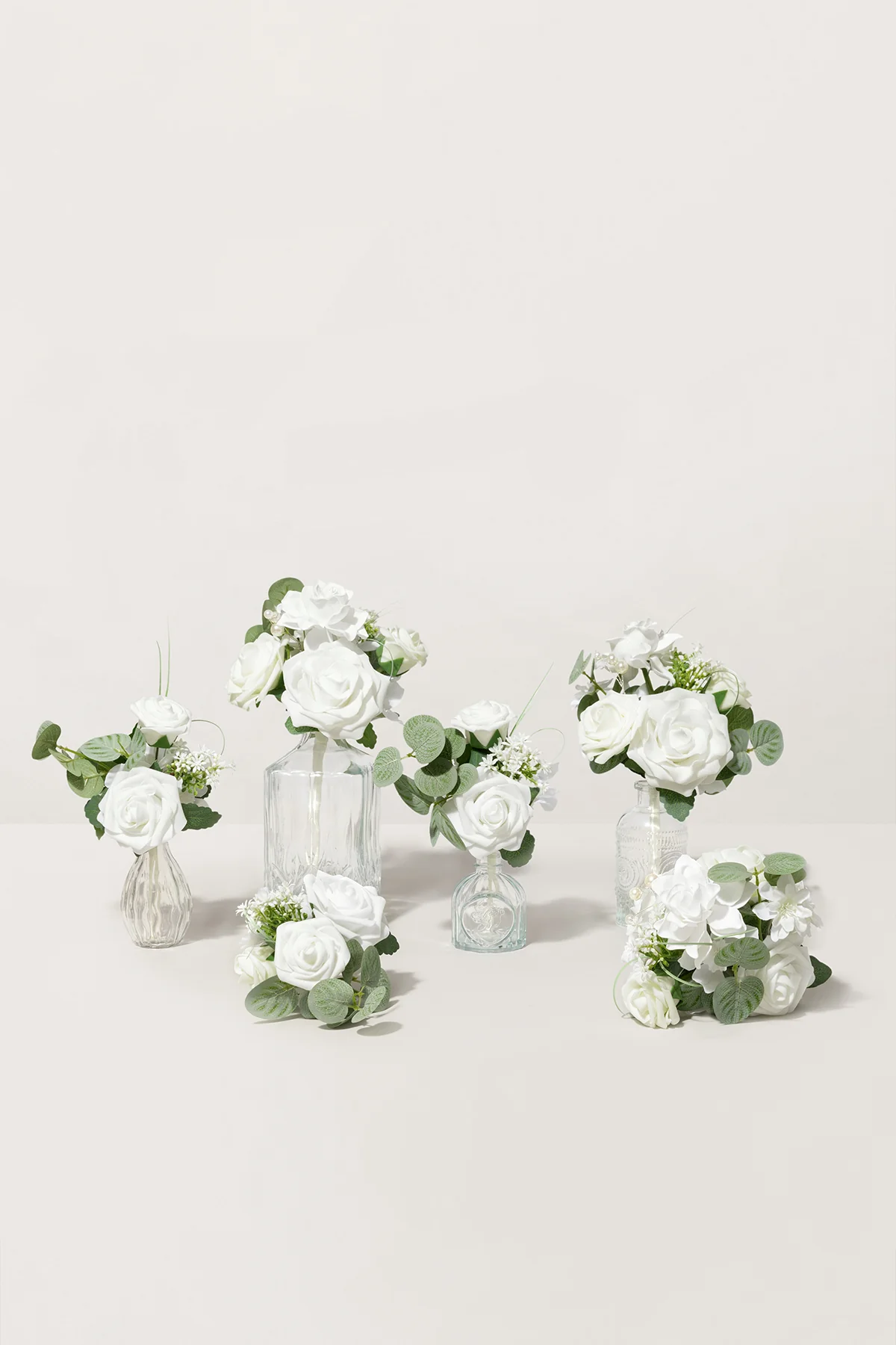 Mini Premade Flower Centerpiece Set in White & Sage | Clearance