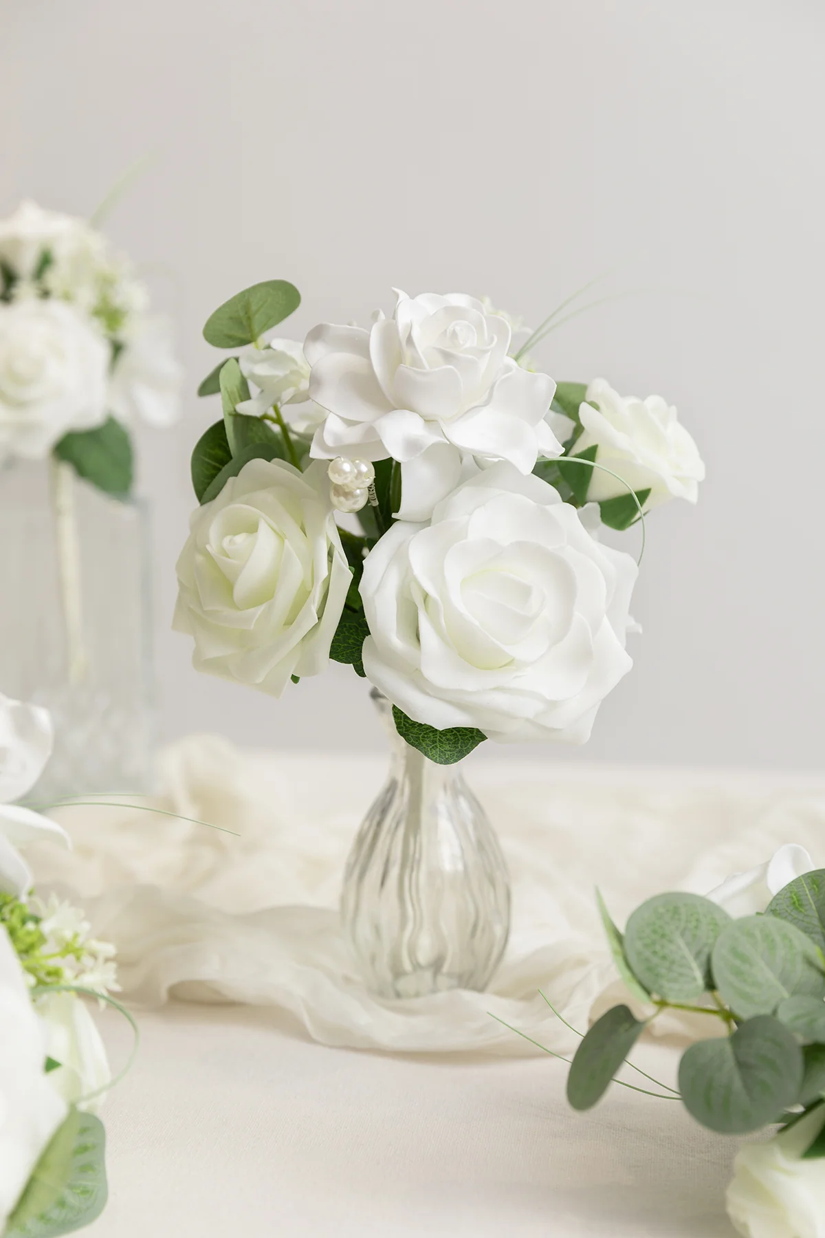 Mini Premade Flower Centerpiece Set in White & Sage | Clearance - Image 3