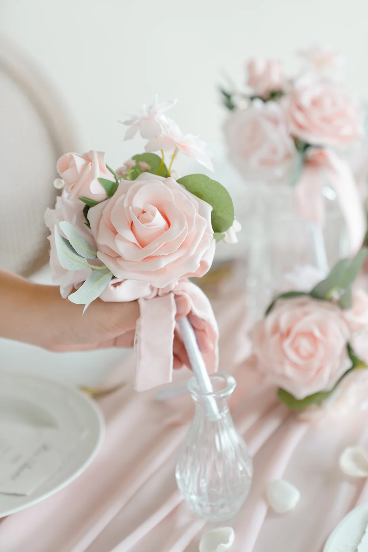 Mini Ready-to-Use Flower Centerpiece Set in Blush & Cream | Clearance - Image 3