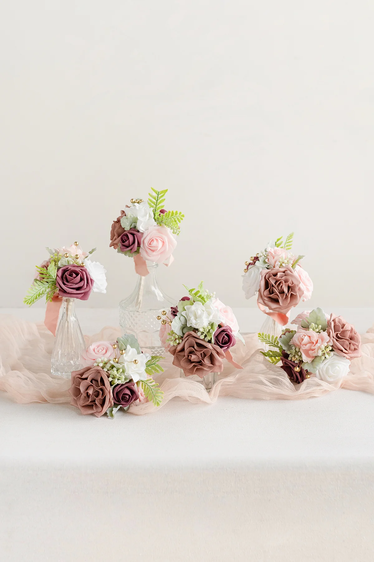 Mini Ready-to-Use Flower Centerpiece Set in Dusty Rose & Cream | Clearance