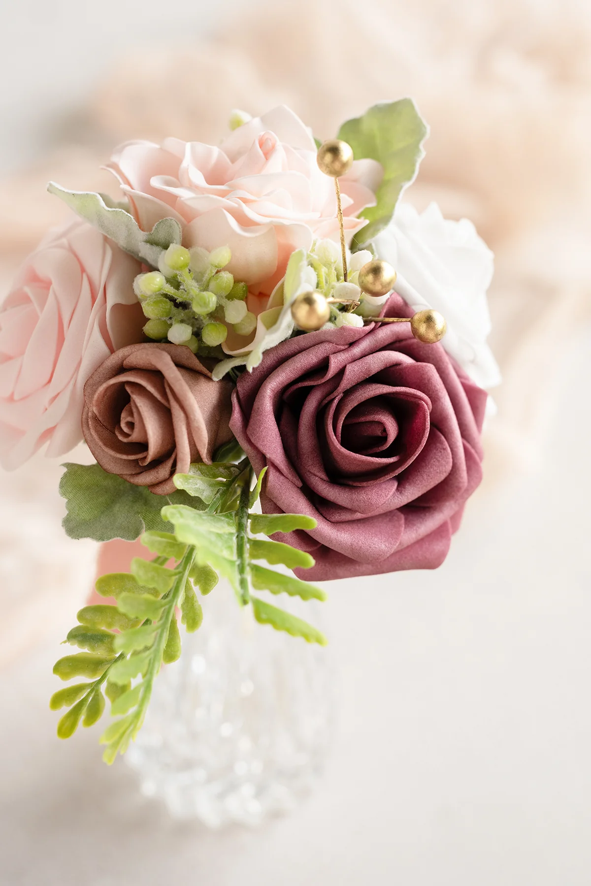 Mini Ready-to-Use Flower Centerpiece Set in Dusty Rose & Cream | Clearance - Image 2