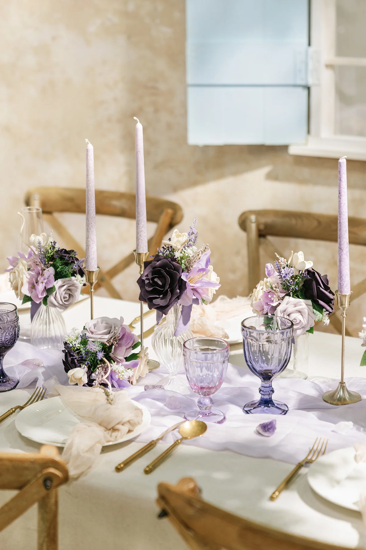 Mini Ready-to-Use Flower Centerpiece Set in French Lavender & Plum | Clearance - Image 4
