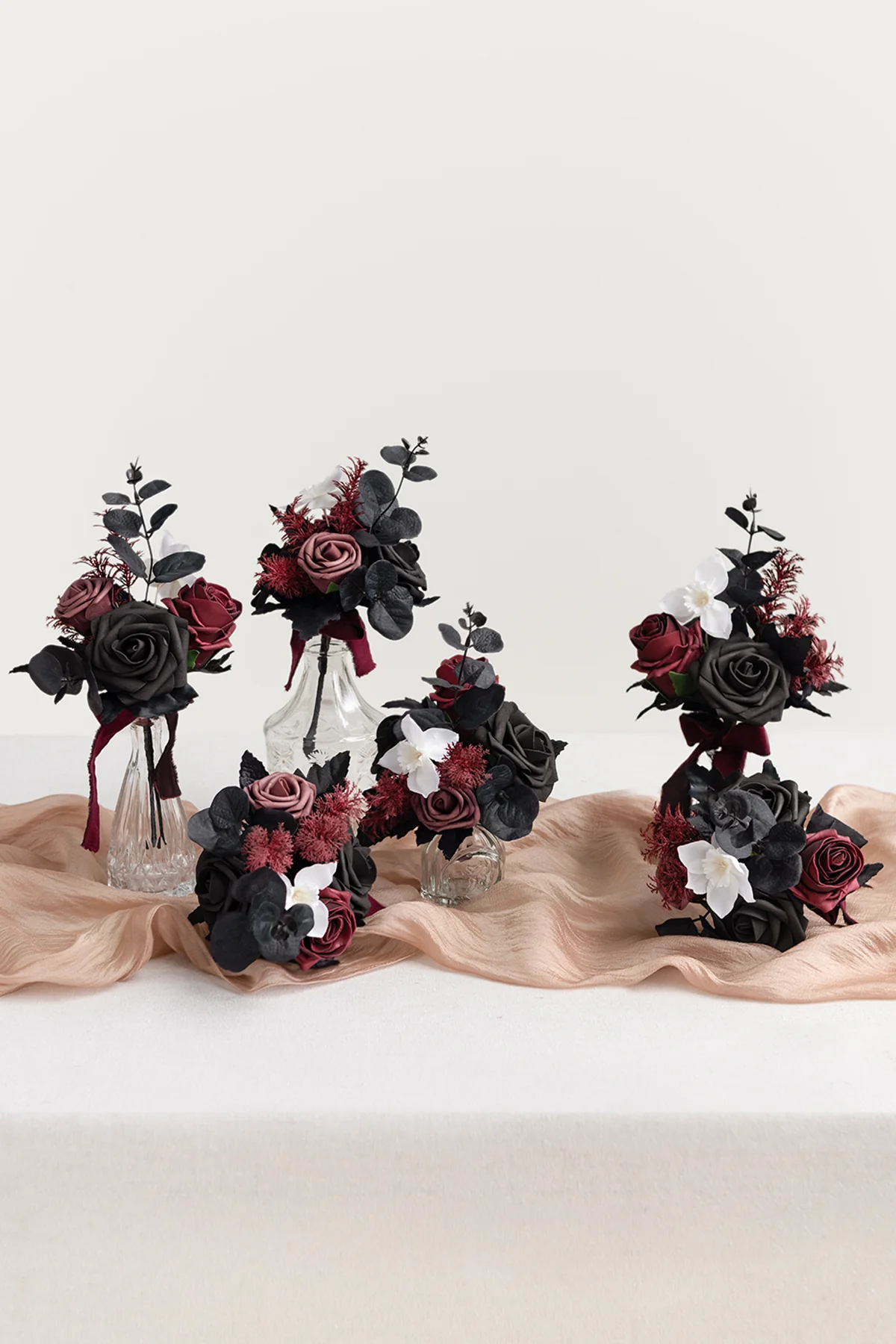 Mini Ready-to-Use Flower Centerpiece Set in Moody Burgundy & Black - Image 2