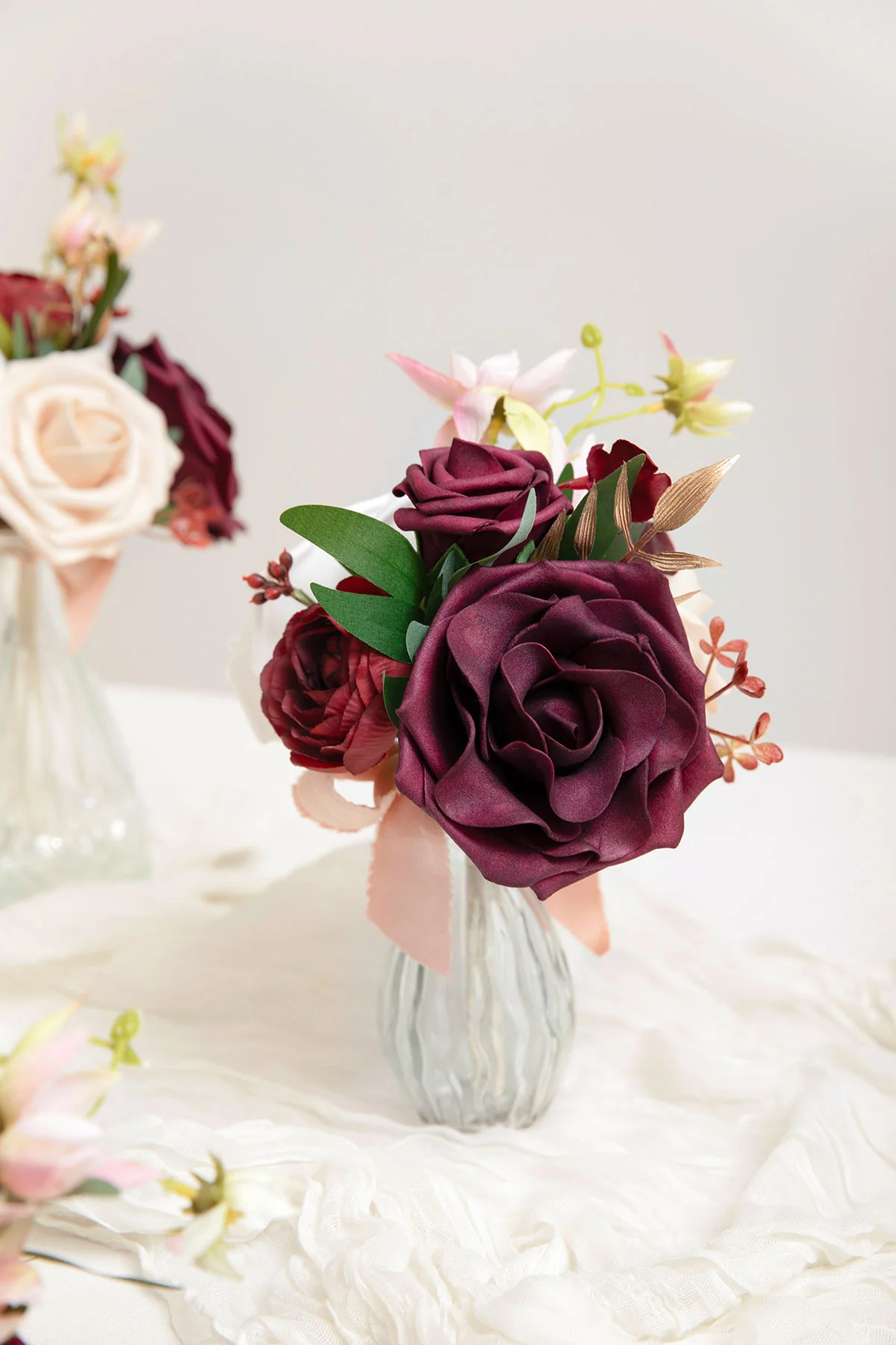Mini Ready-to-Use Flower Centerpiece Set in Romantic Marsala | Clearance - Image 3
