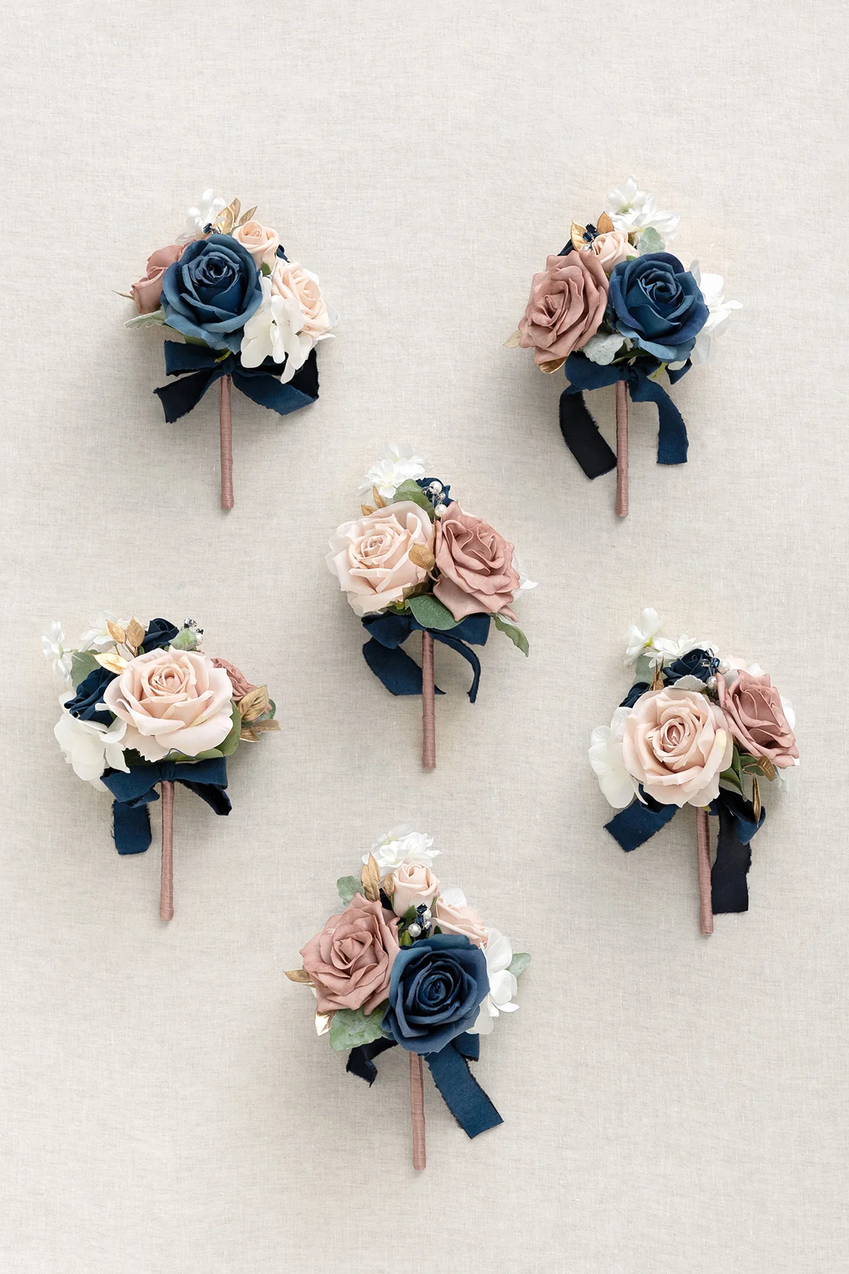 Mini Ready-to-Use Flower Centerpieces Set in Dusty Rose & Navy - Image 4