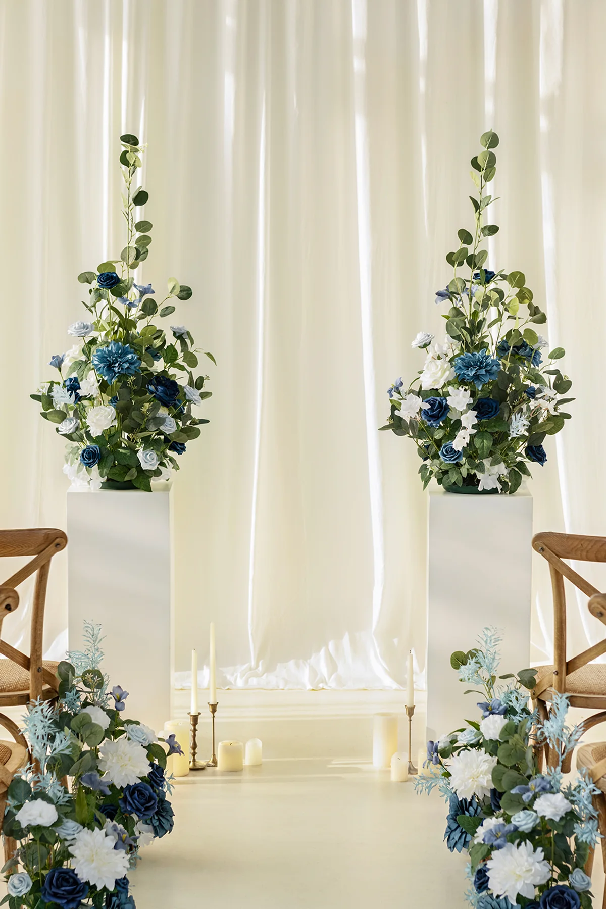 Altar Decor Free-Standing Flowers in Dusty Blue & Navy - Image 2