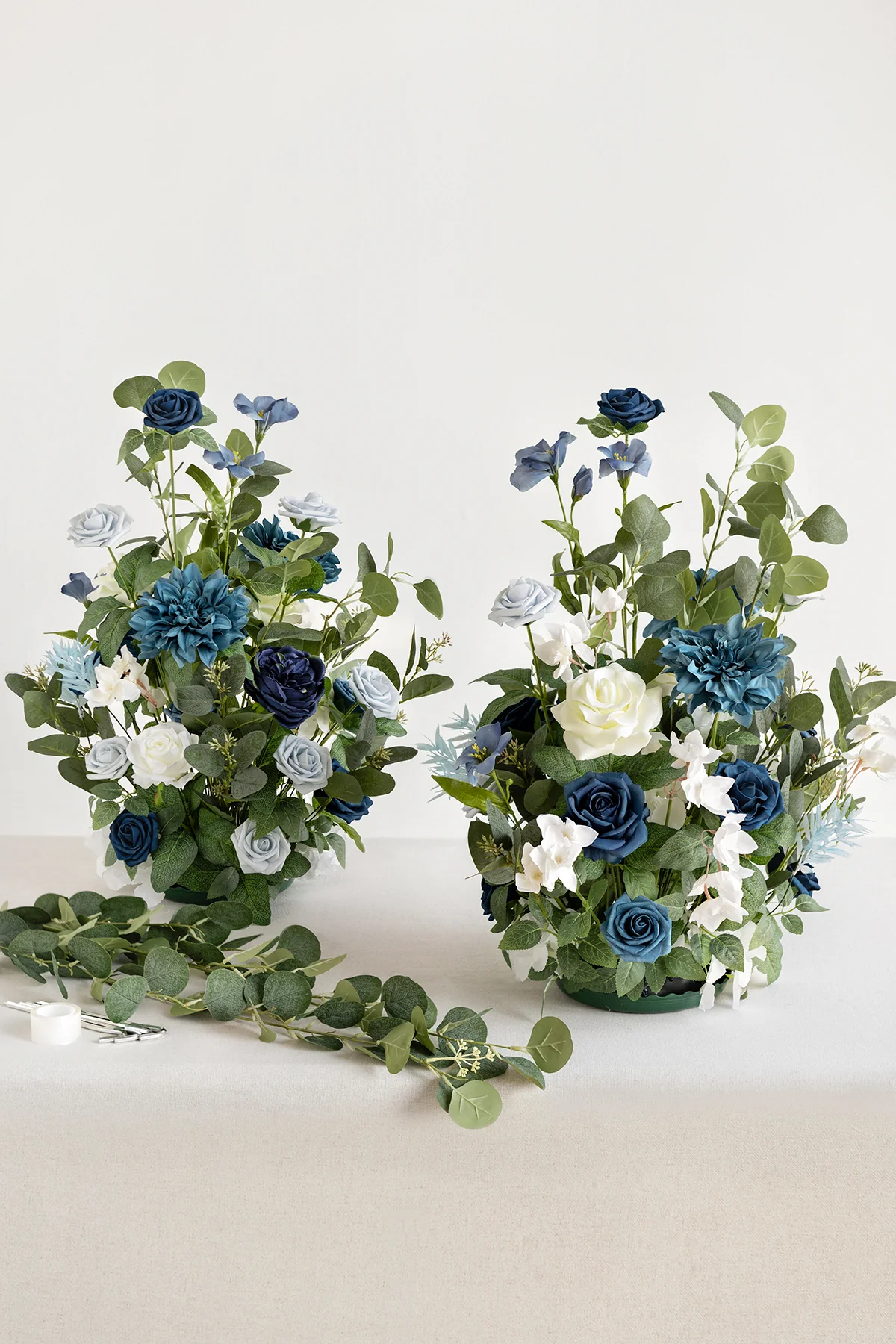 Altar Decor Free-Standing Flowers in Dusty Blue & Navy - Image 4