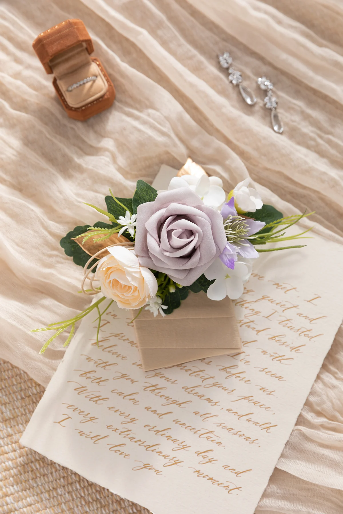 Pocket Square Boutonniere for Groom in Lilac - Image 2