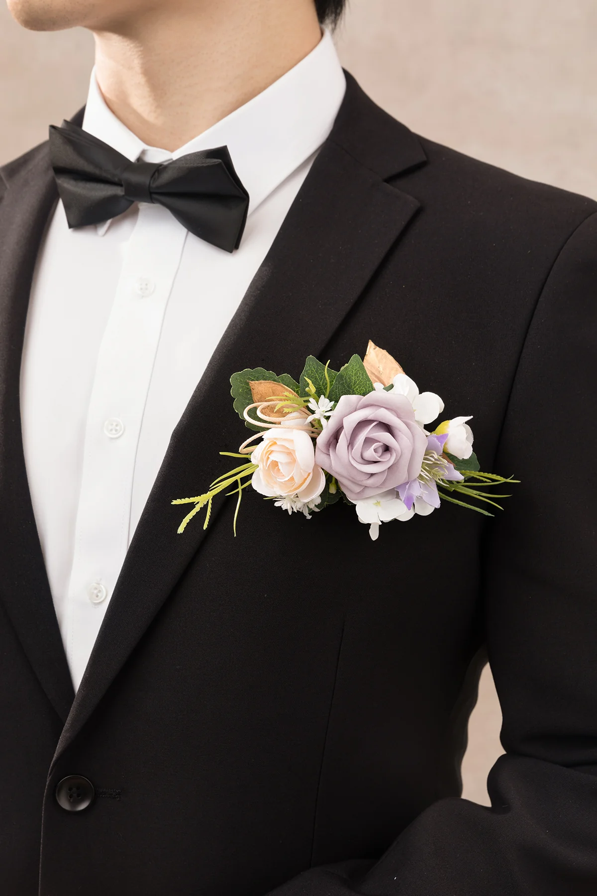 Pocket Square Boutonniere for Groom in Lilac - Image 5