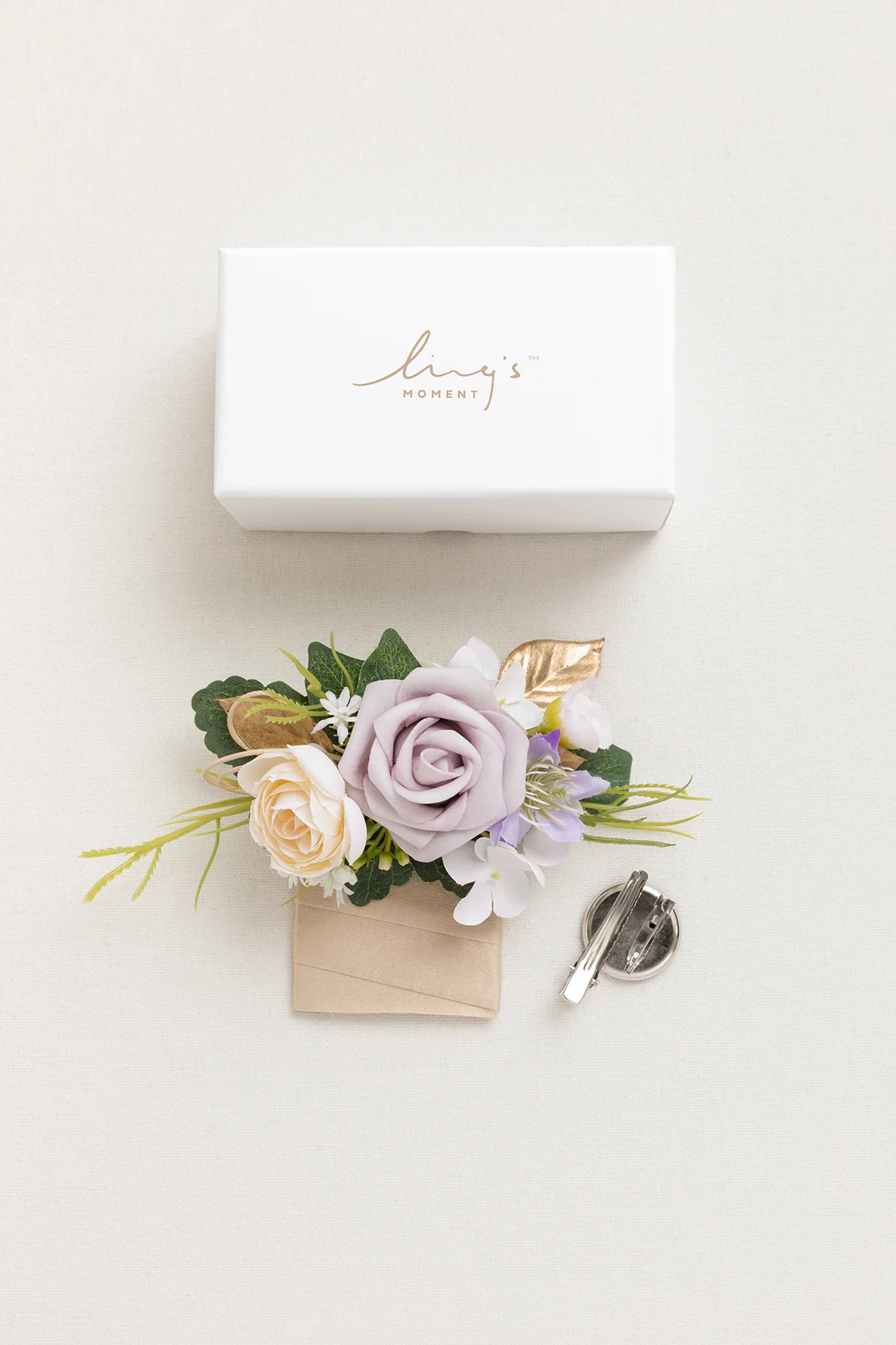 Pocket Square Boutonniere for Groom in Lilac - Image 6