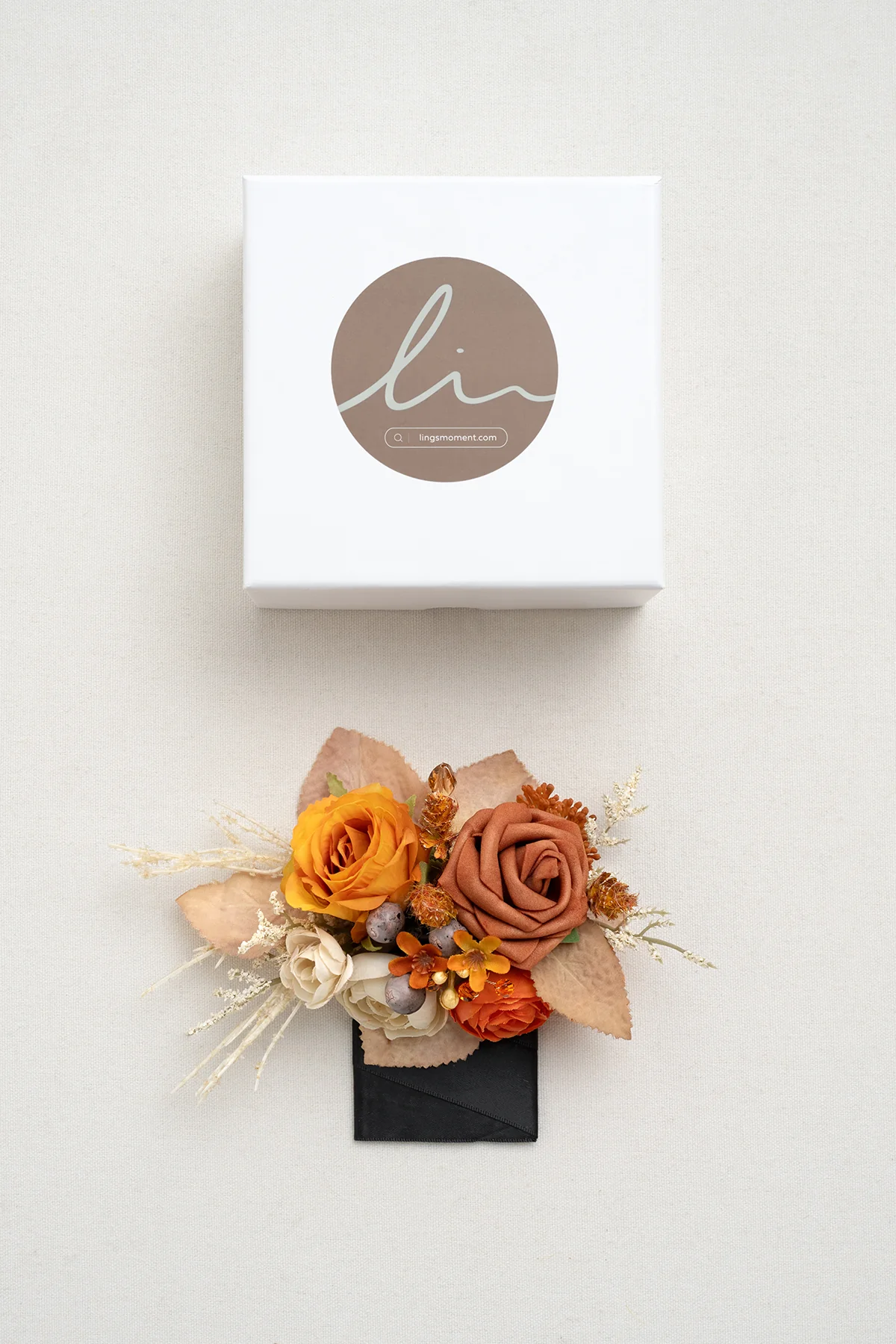 Pocket Square Boutonniere for Groom in Passion Terracotta | Clearance - Image 6
