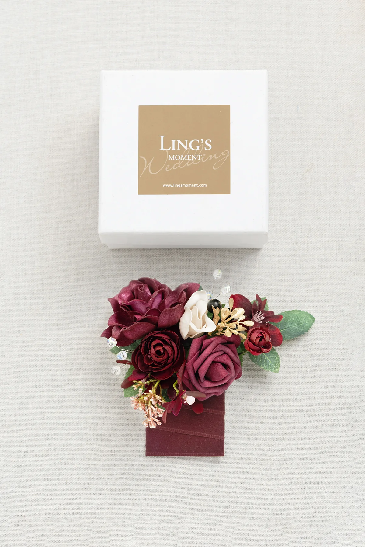 Pocket Square Boutonniere for Groom in Romantic Marsala - Image 5
