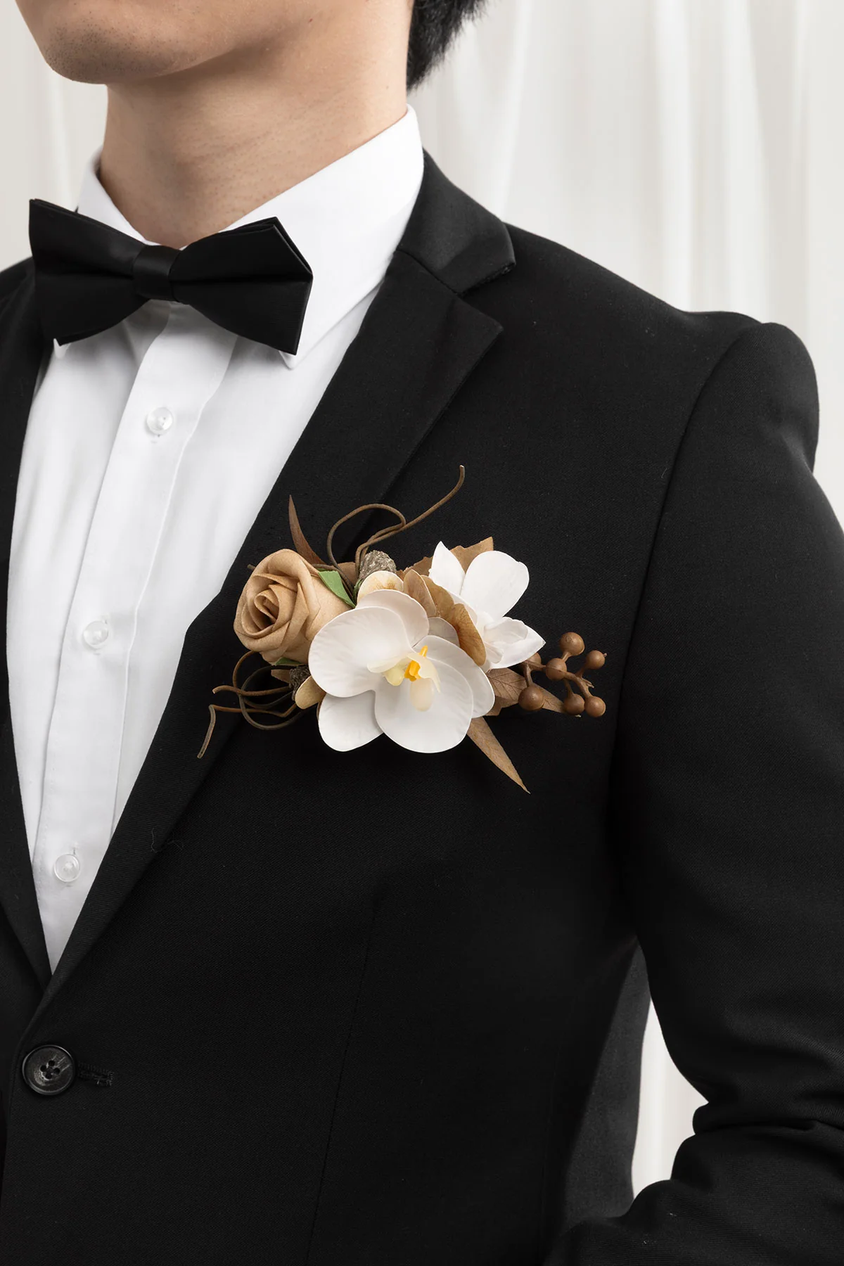 Pocket Square Boutonniere for Groom in Tawny Beige & Sand Beige | Clearance - Image 4