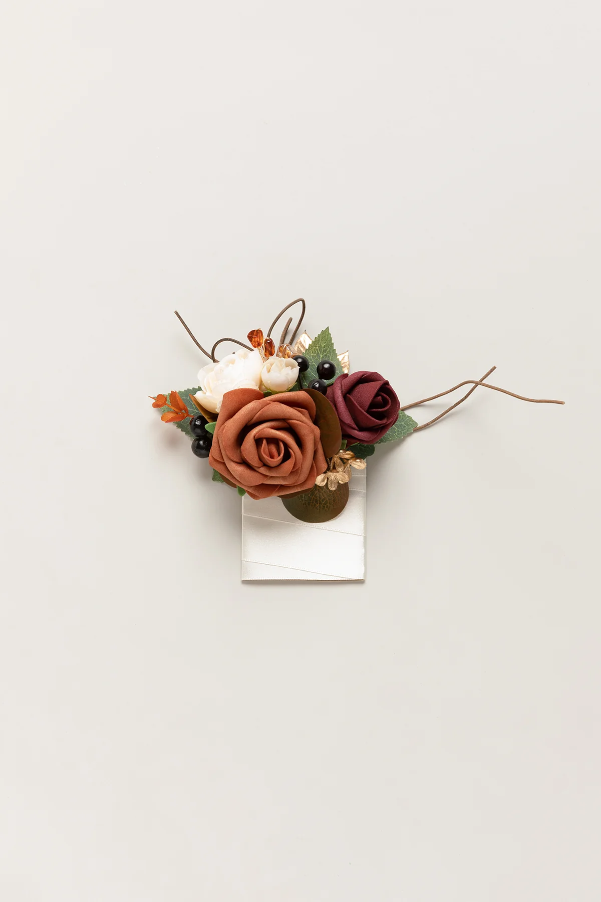 Pocket Square Boutonniere for Groom in Terracotta