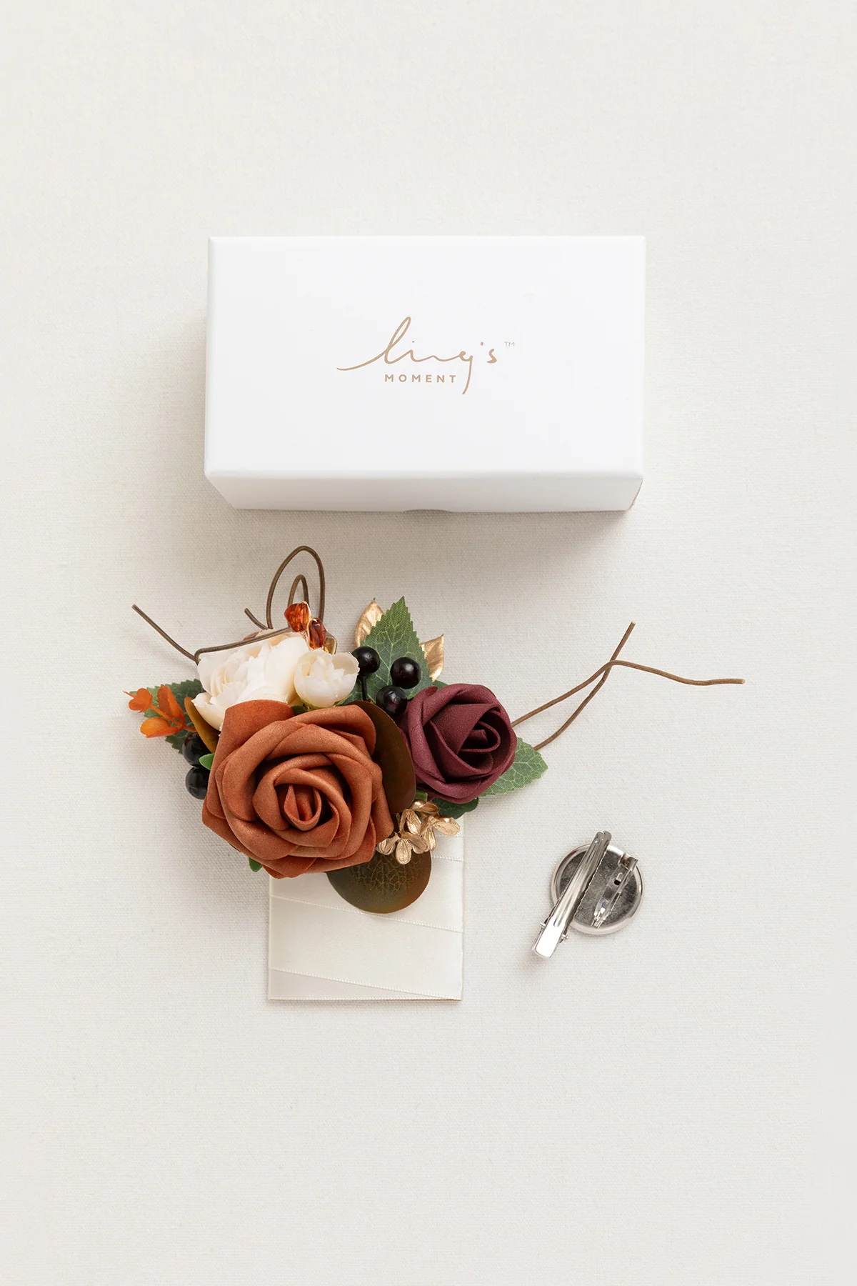 Pocket Square Boutonniere for Groom in Terracotta - Image 6