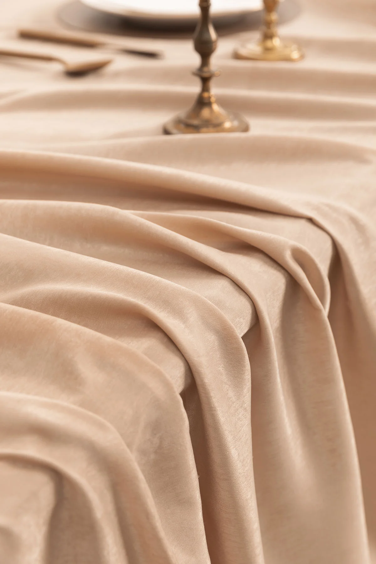 Polyester Peach Skin Fabric Cloth for Table and Backdrop in Sand Beige | Clearance - Image 4