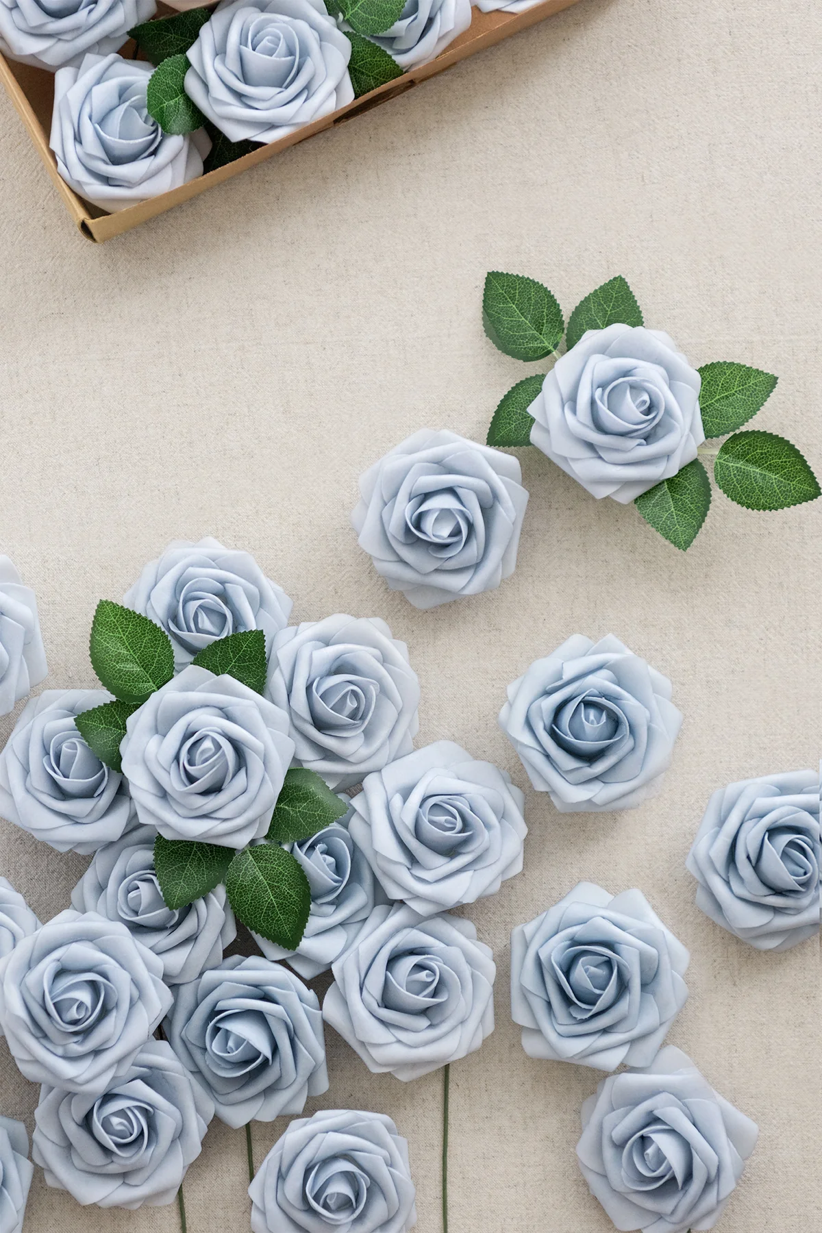 3" Foam Rose with Stem - Powder Blue（25pcs）