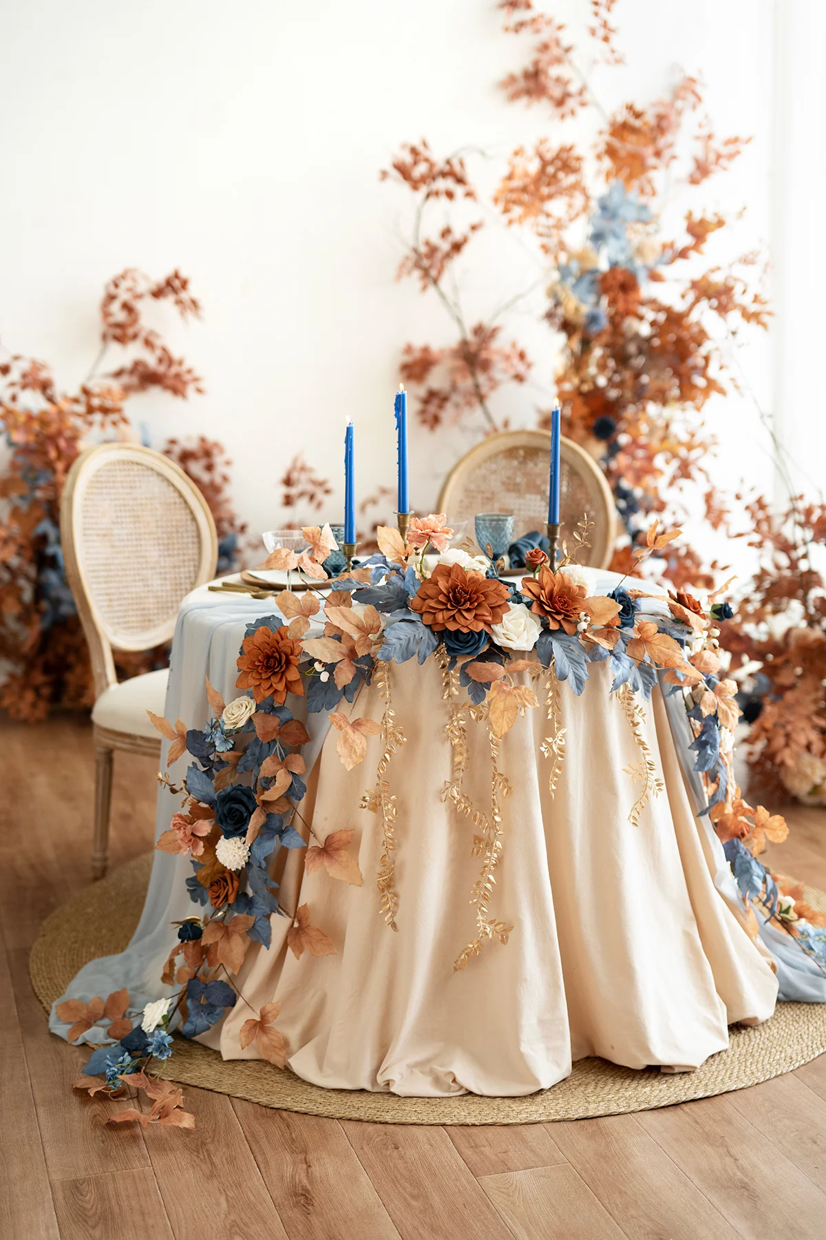 Wedding Flower Packages in Russet Orange & Denim Blue - Image 27