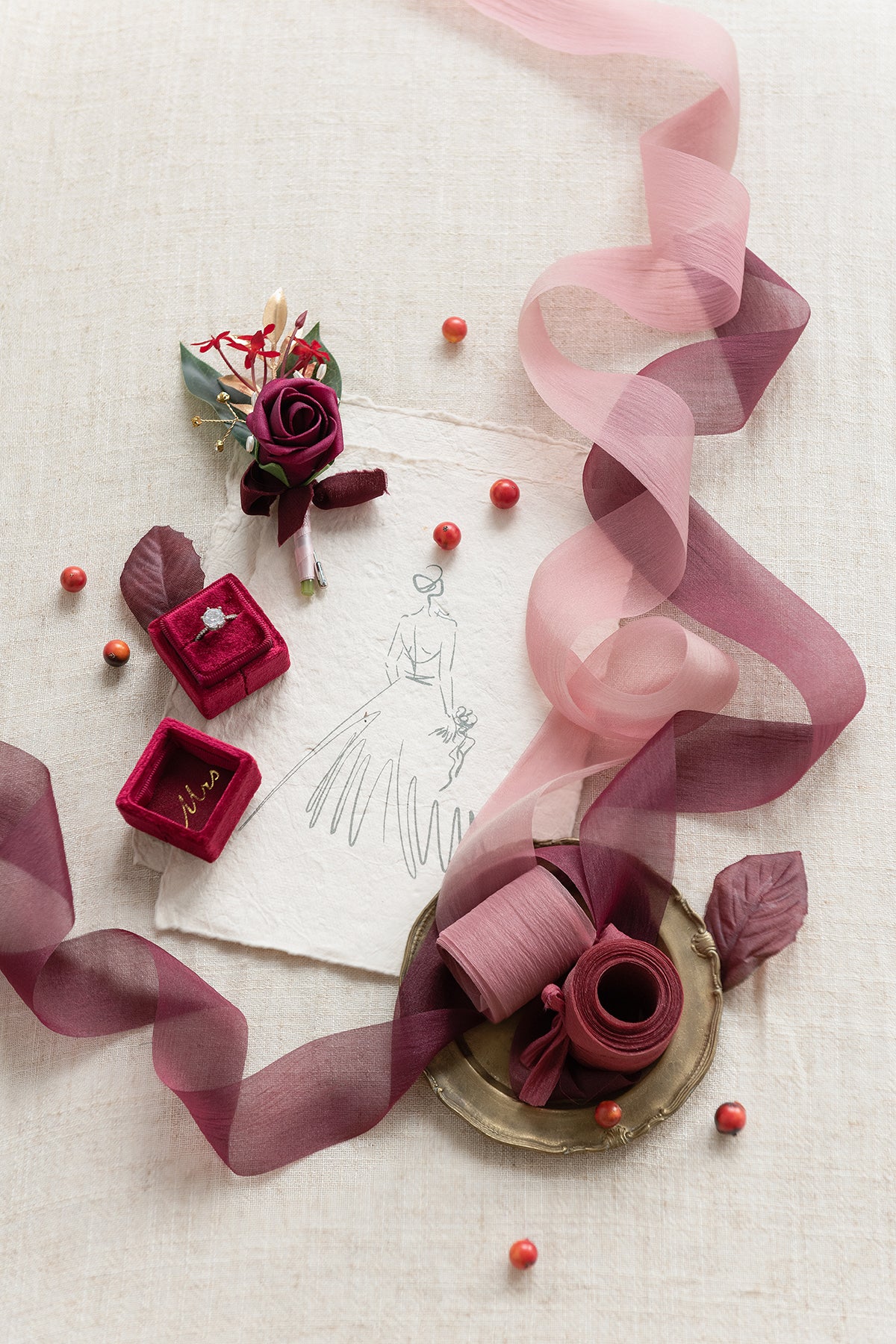 Ribbons in Burgundy & Dusty Rose - Image 2