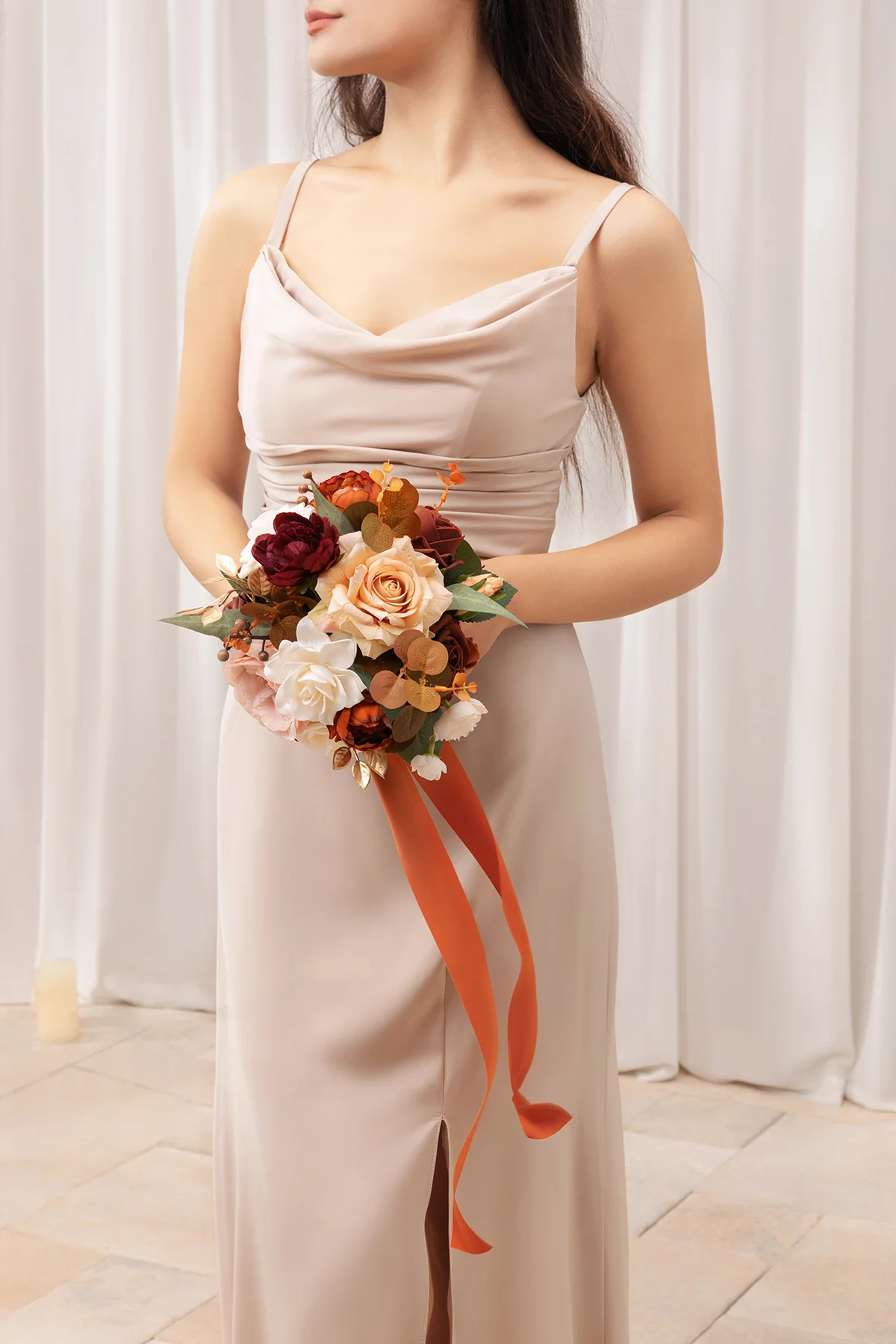 Round Bridesmaid Bouquet in Sunset Terracotta (Set of 1) - Image 2