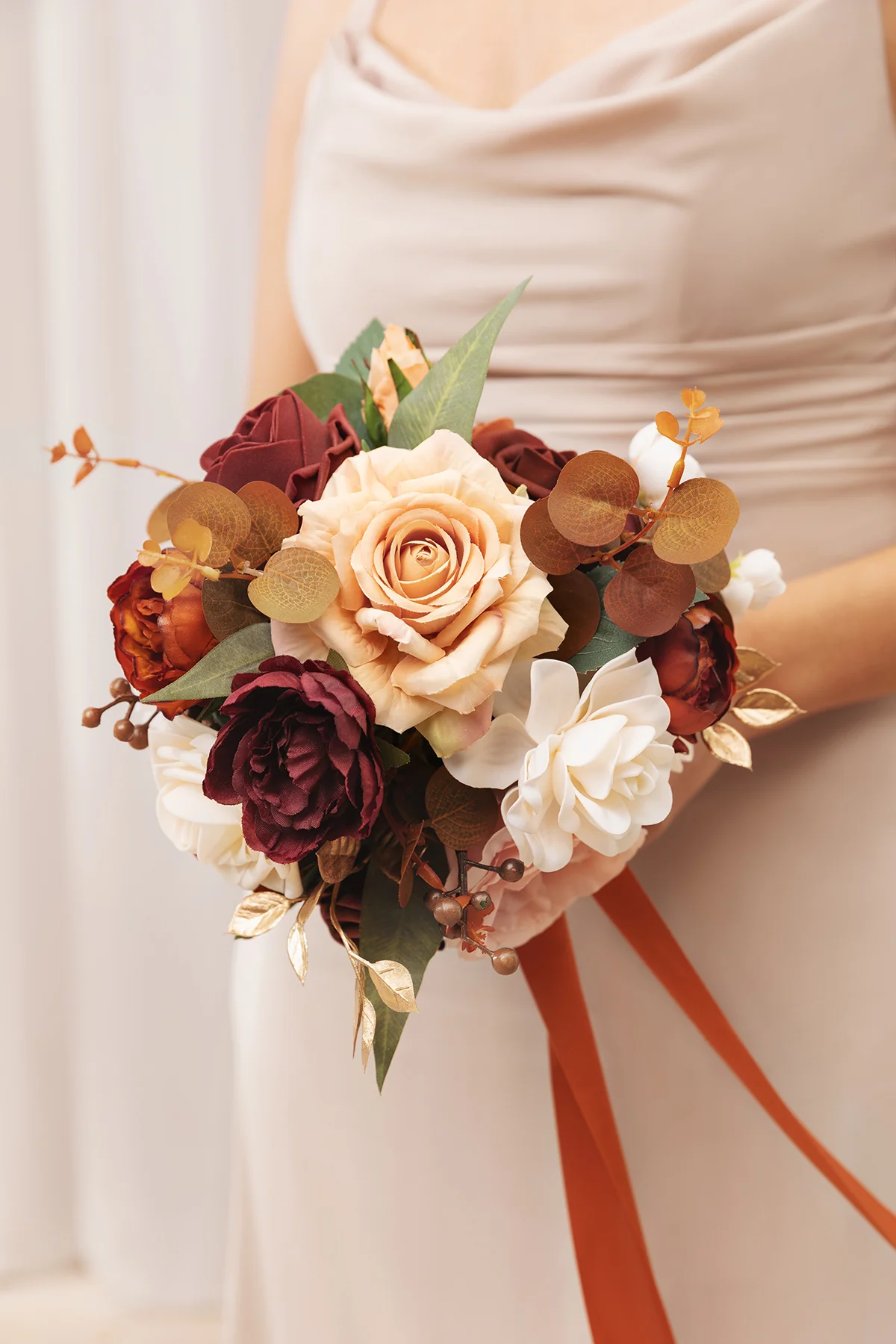 Round Bridesmaid Bouquet in Sunset Terracotta (Set of 1) - Image 3