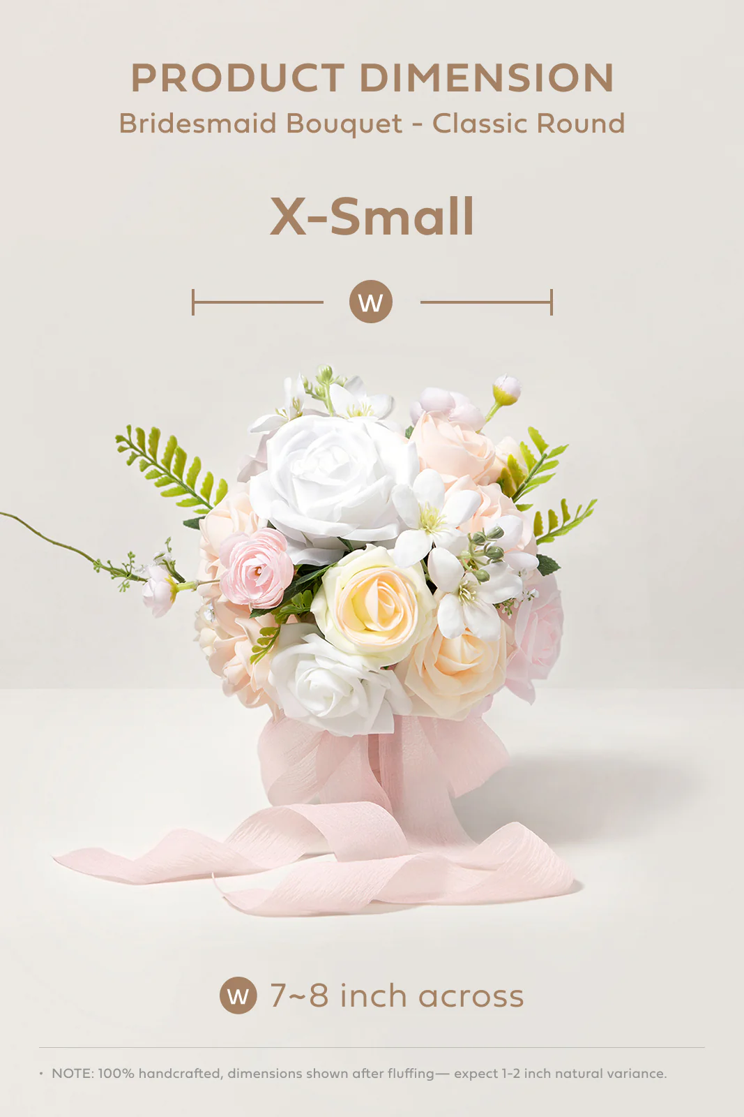 Round Bridesmaid Bouquets in Blush & Cream - Image 6