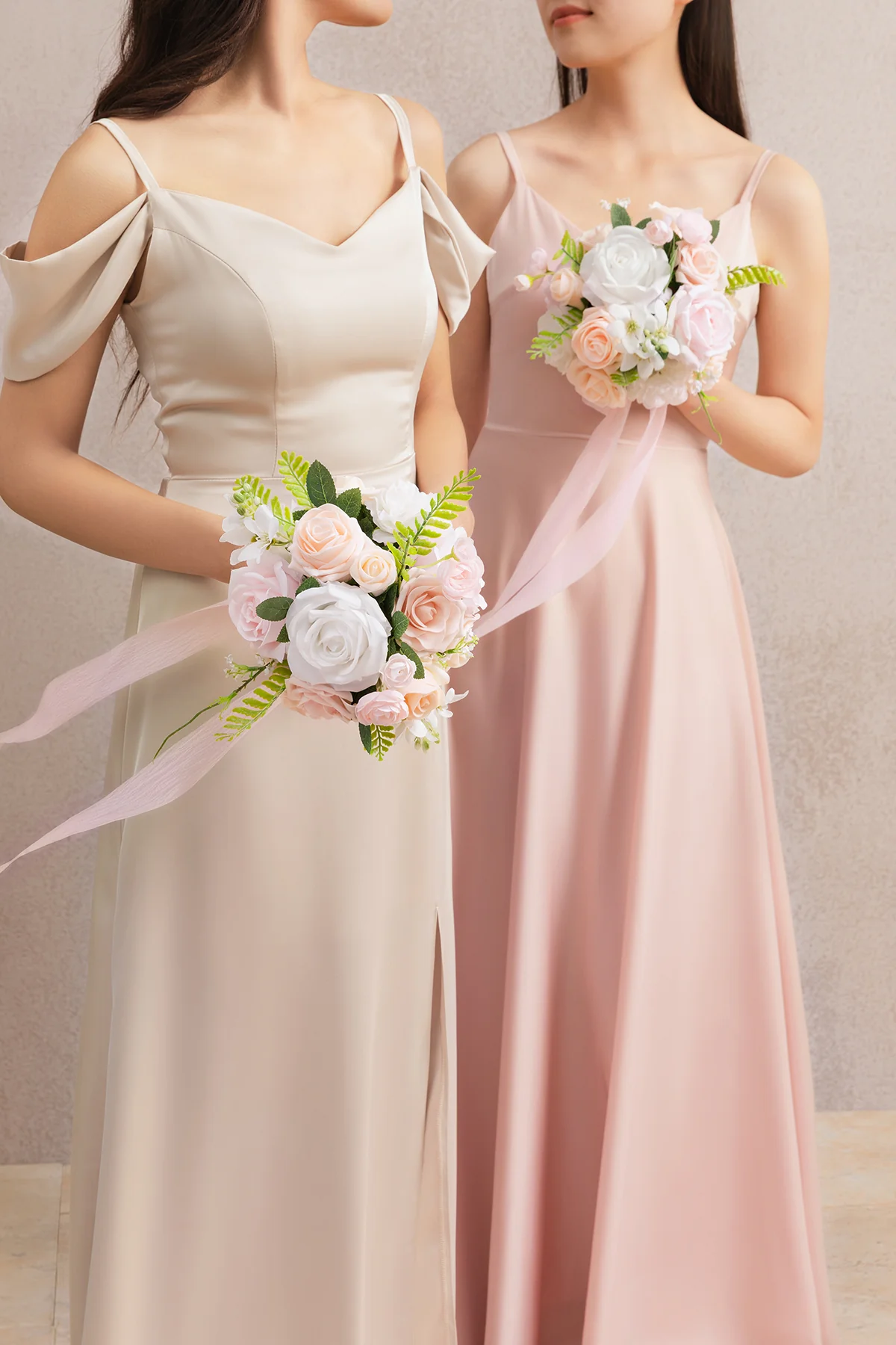 Round Bridesmaid Bouquets in Blush & Cream - Image 10