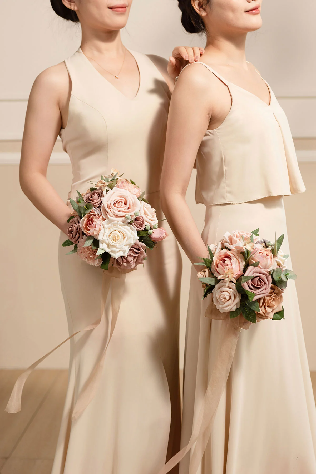Round Bridesmaid Bouquets in Dusty Rose & Cream | Clearance - Image 2