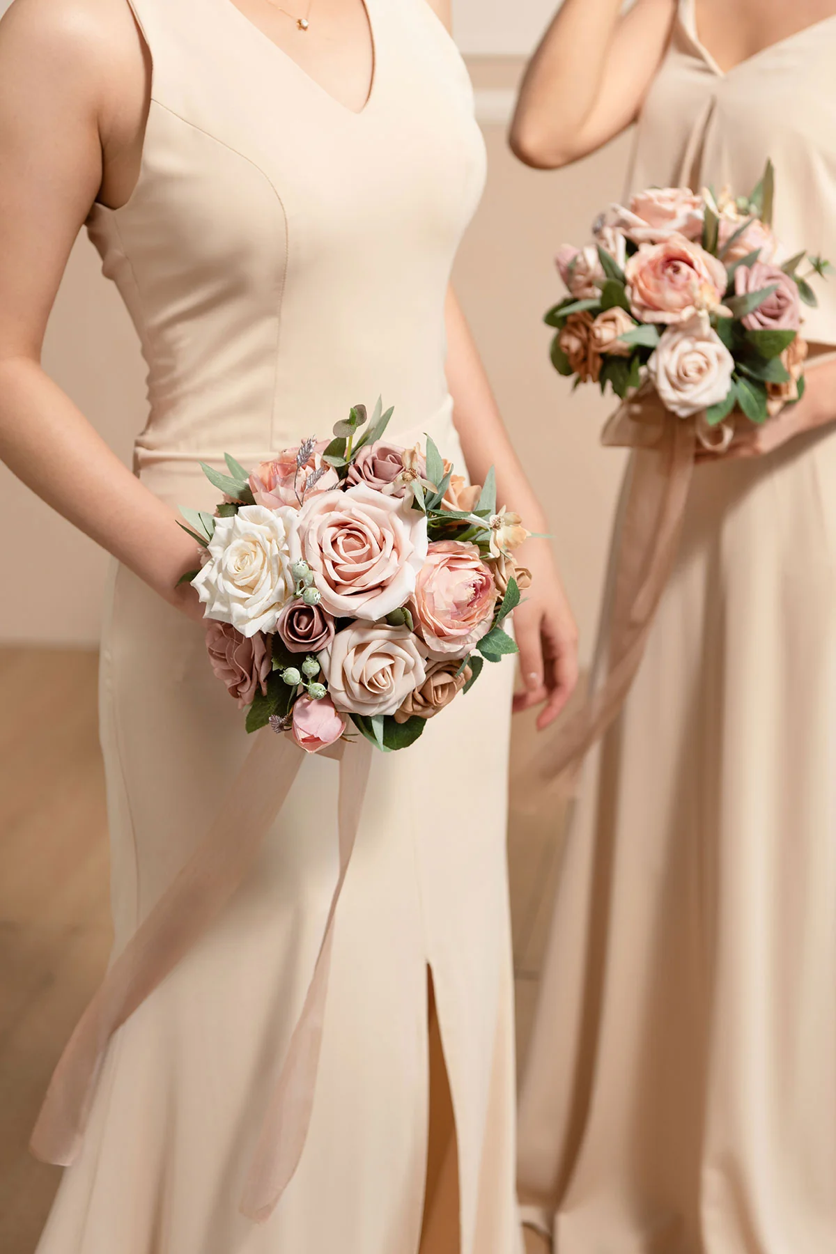 Round Bridesmaid Bouquets in Dusty Rose & Cream | Clearance - Image 5
