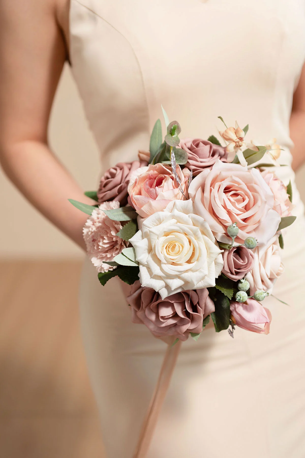 Round Bridesmaid Bouquets in Dusty Rose & Cream | Clearance - Image 6