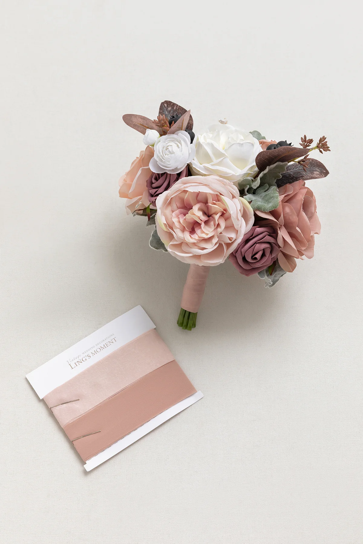 Round Bridesmaid Bouquets in Dusty Rose & Mauve | Clearance - Image 6